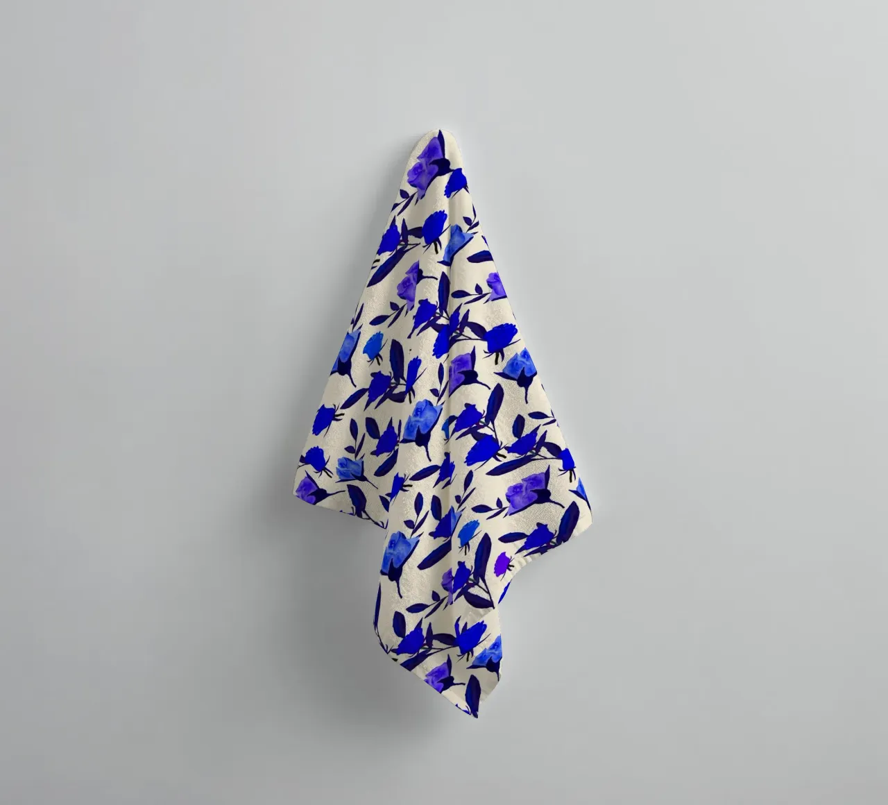 Rosebud Print Cobalt Blue towel by SilverPegasus