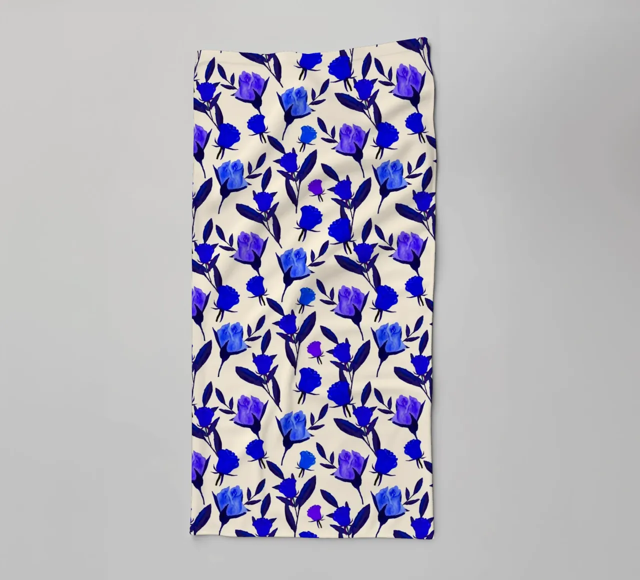 Rosebud Print Cobalt Blue towel by SilverPegasus