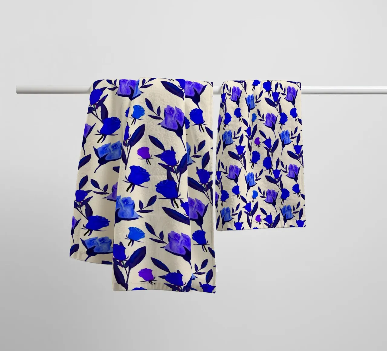 Rosebud Print Cobalt Blue towel by SilverPegasus