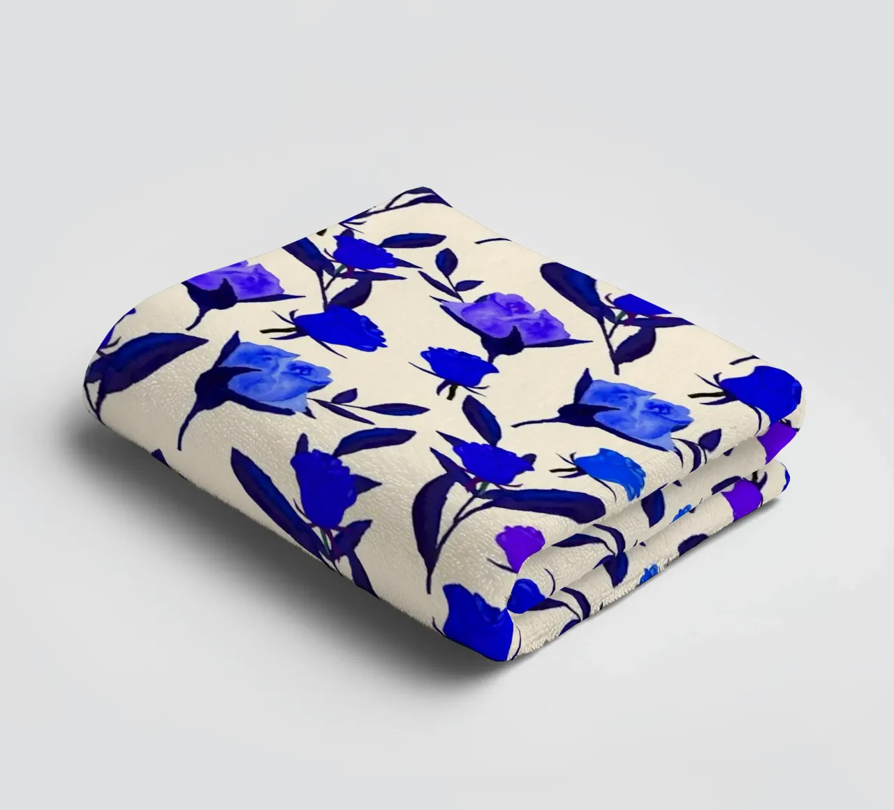 Rosebud Print Cobalt Blue towel by SilverPegasus