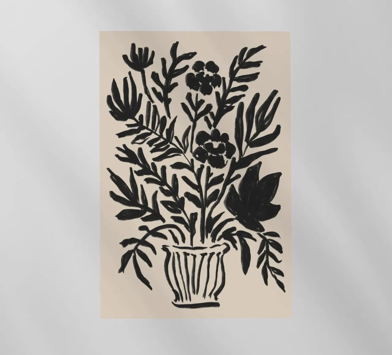 Pittura astratta con vaso floreale nero pellicola backlit da Melloi Art Print