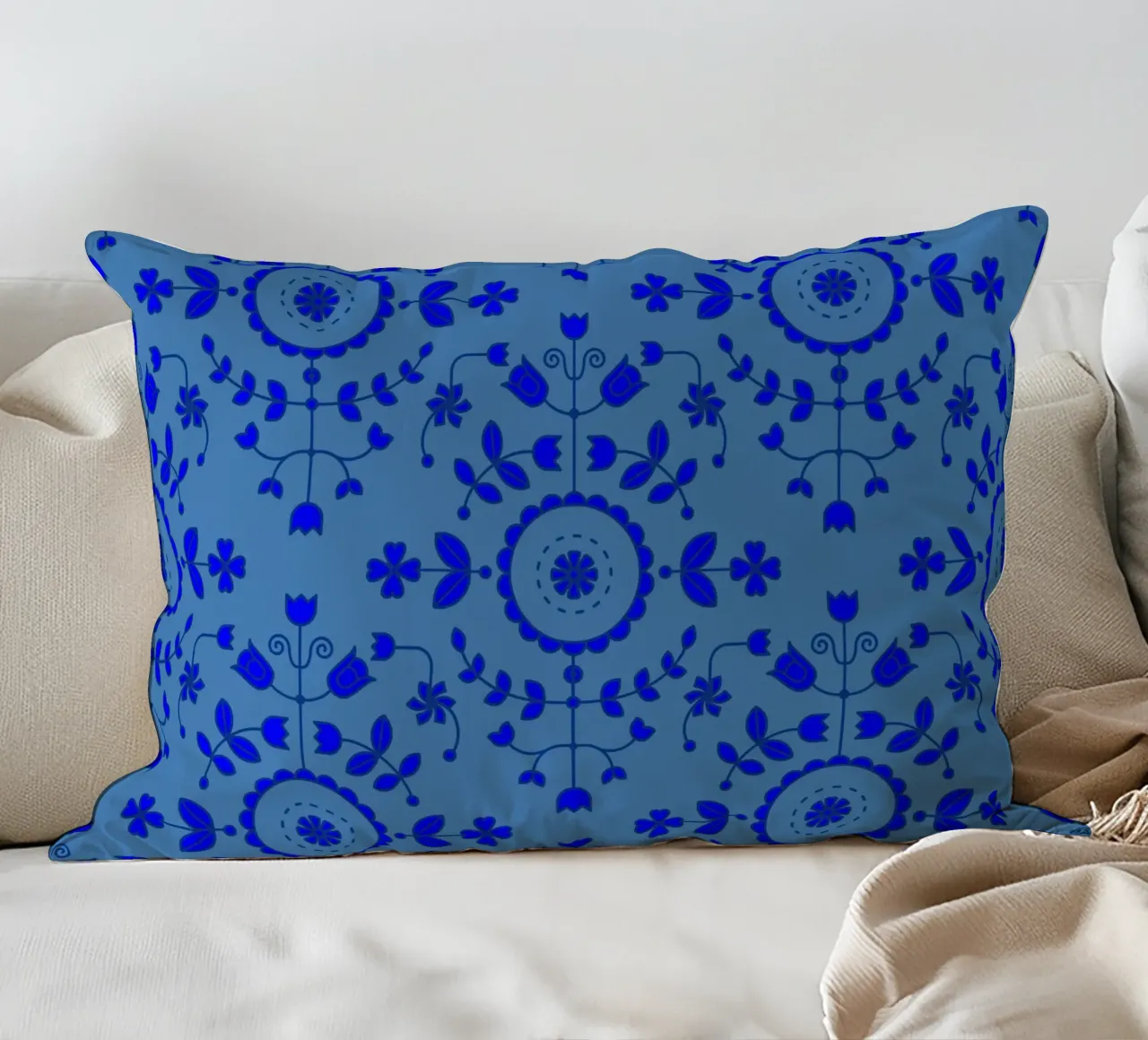 Denim blu cobalto floreale Boho cuscino da SilverPegasus