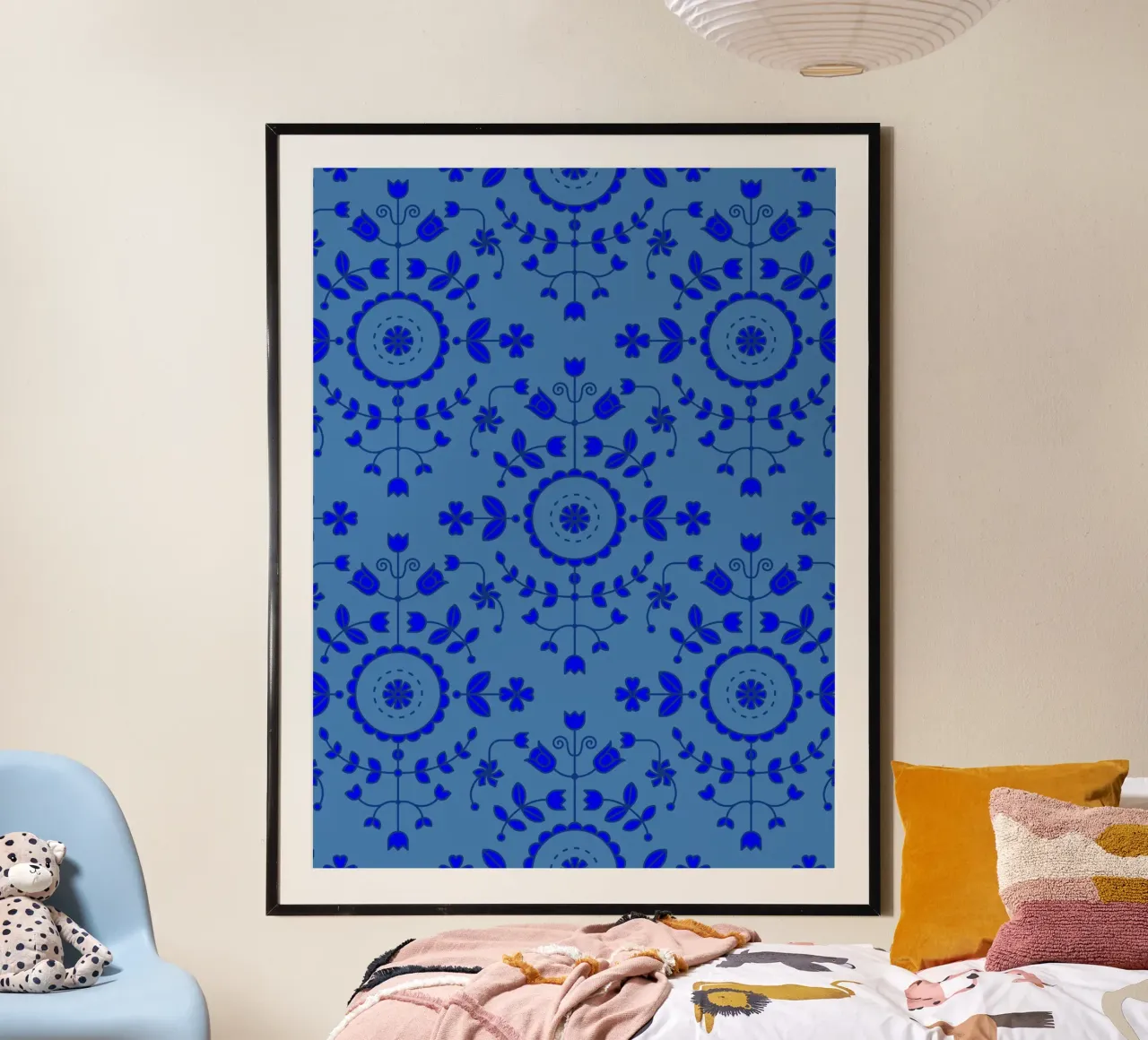 Denim blu cobalto floreale Boho poster da SilverPegasus