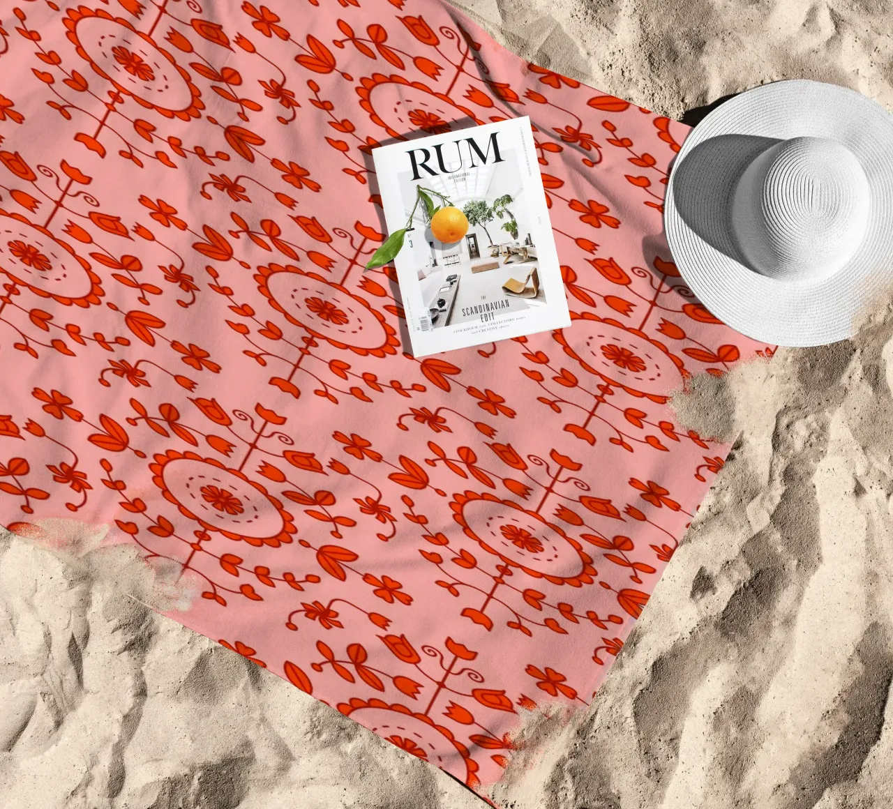 Boho floreale arancione telo mare da SilverPegasus