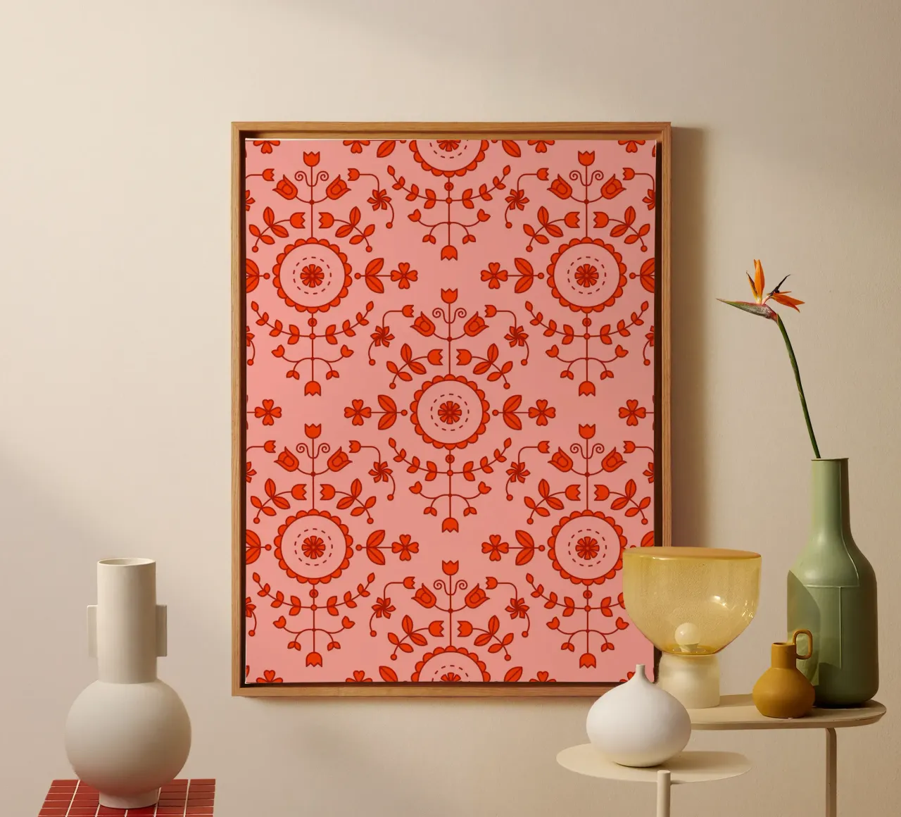 Boho floreale arancione tela con Cornice a cassetta da SilverPegasus