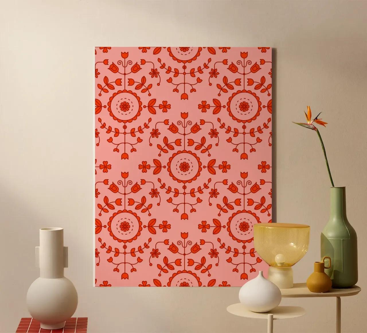 Boho floreale arancione tela con Cornice a cassetta da SilverPegasus