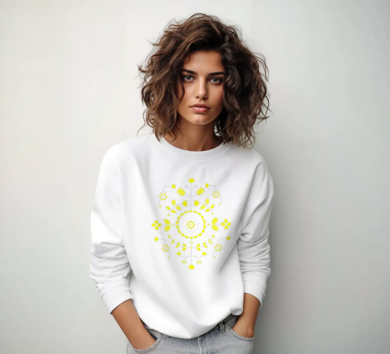 Boho floreale giallo neutro felpa da SilverPegasus