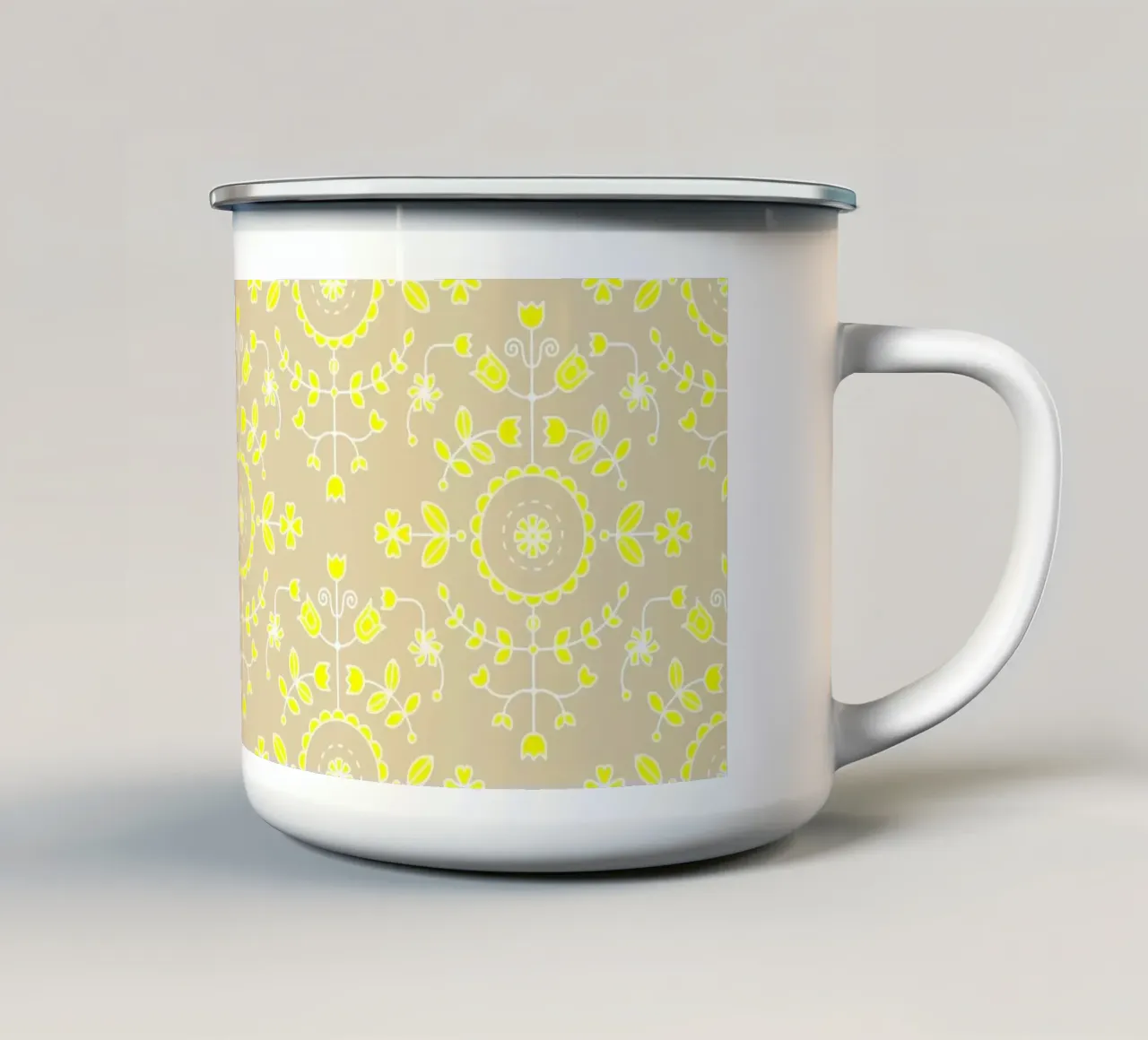 Boho floreale giallo neutro tazza in smalto da SilverPegasus