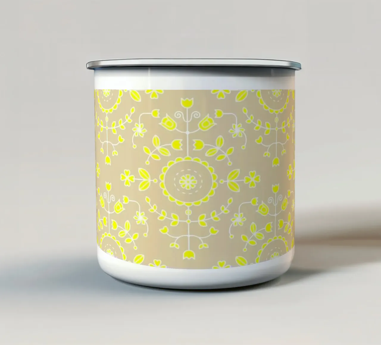 Boho floreale giallo neutro tazza in smalto da SilverPegasus