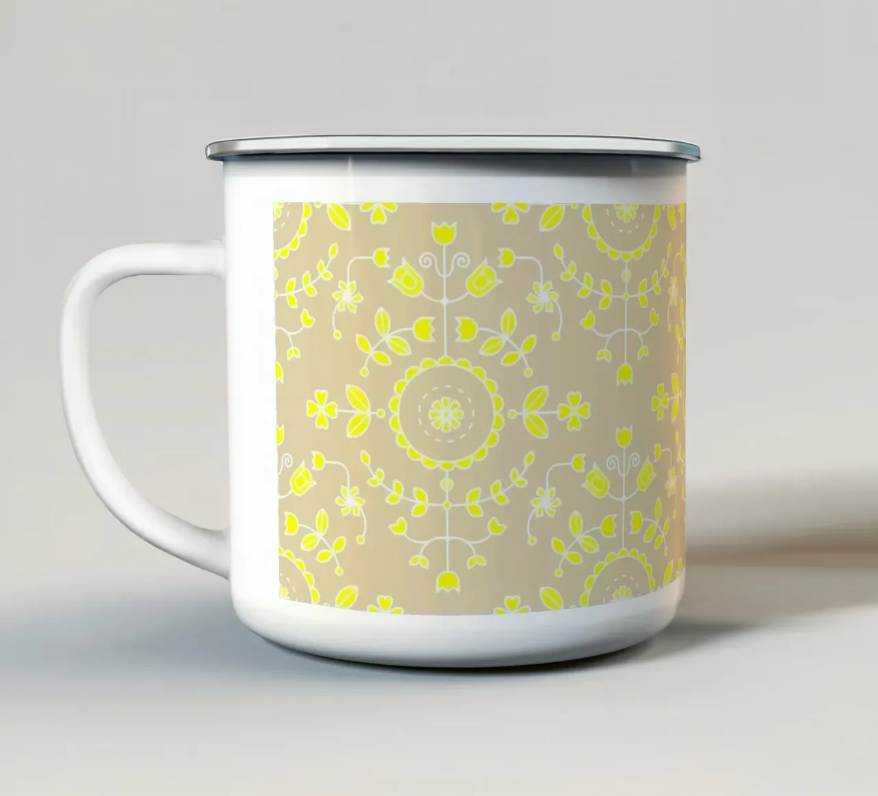 Boho floreale giallo neutro tazza in smalto da SilverPegasus