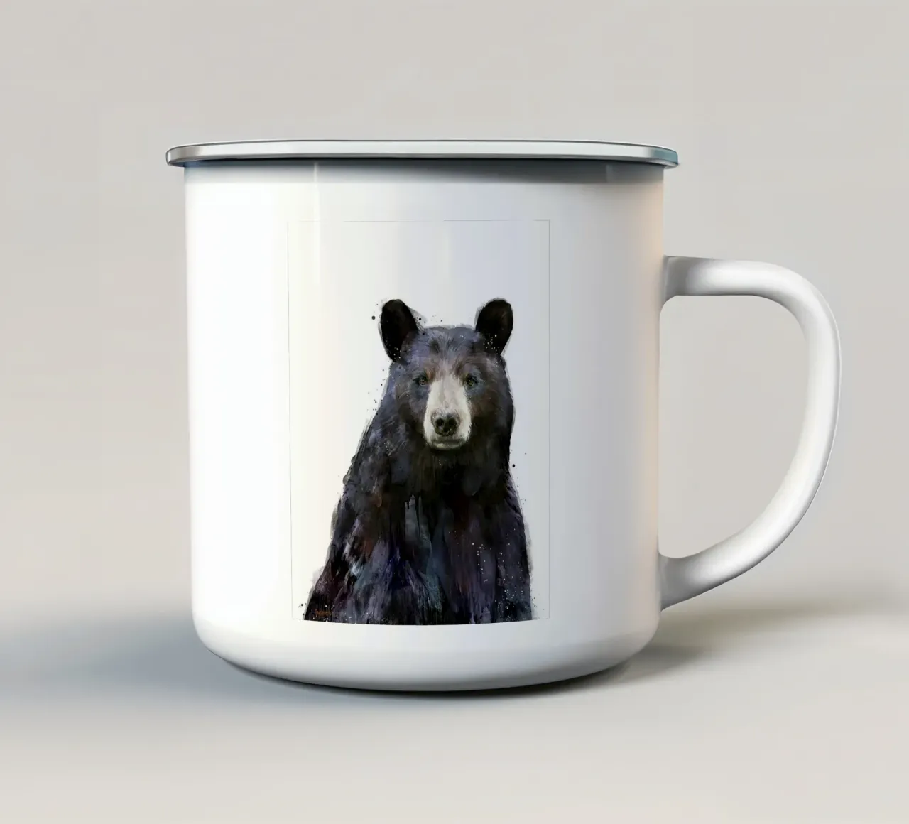 Poster dell'orso nero tazza in smalto da Rachel Gallery