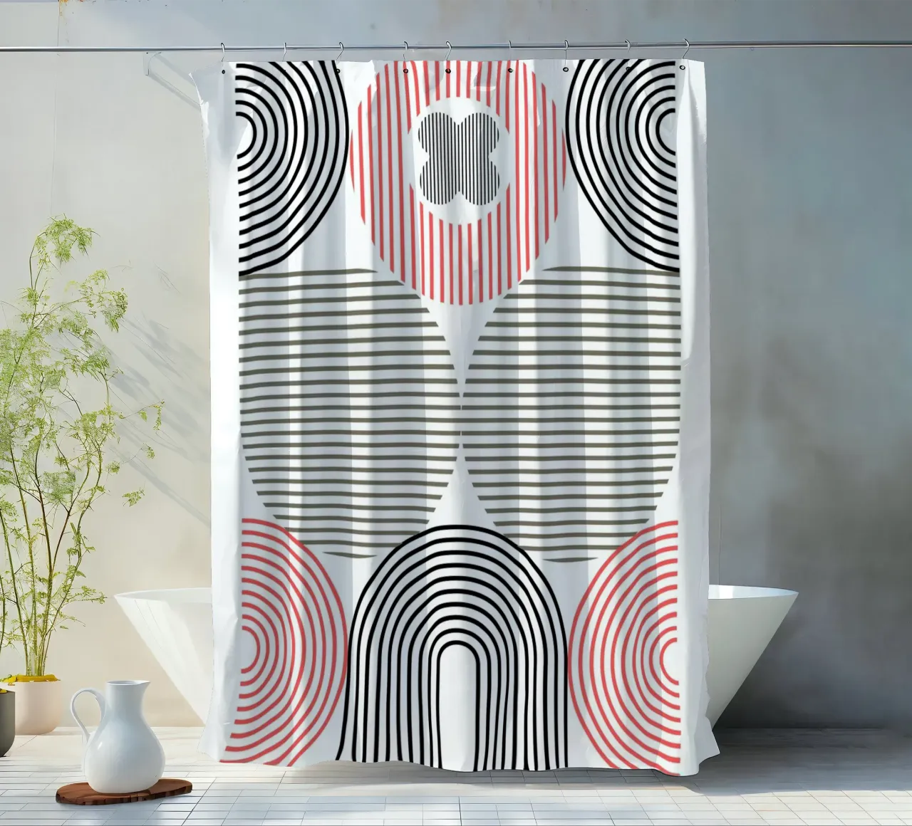 Bauhaus Retro Design - Arte geometrica moderna tenda da doccia da Casa Calm