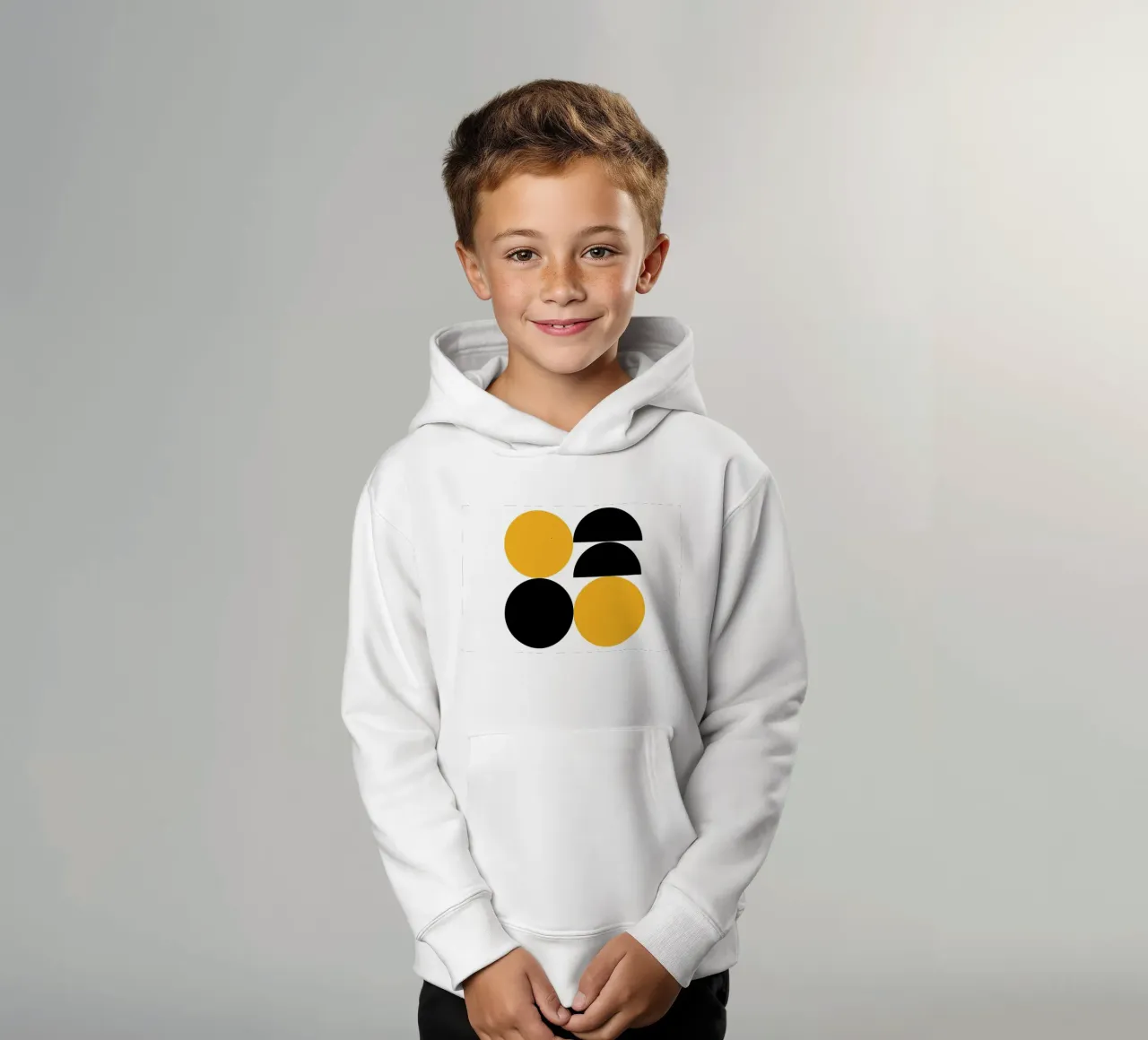 Modern Circle Art - Geometria in giallo e nero felpa bambino con cappuccio da Casa Calm