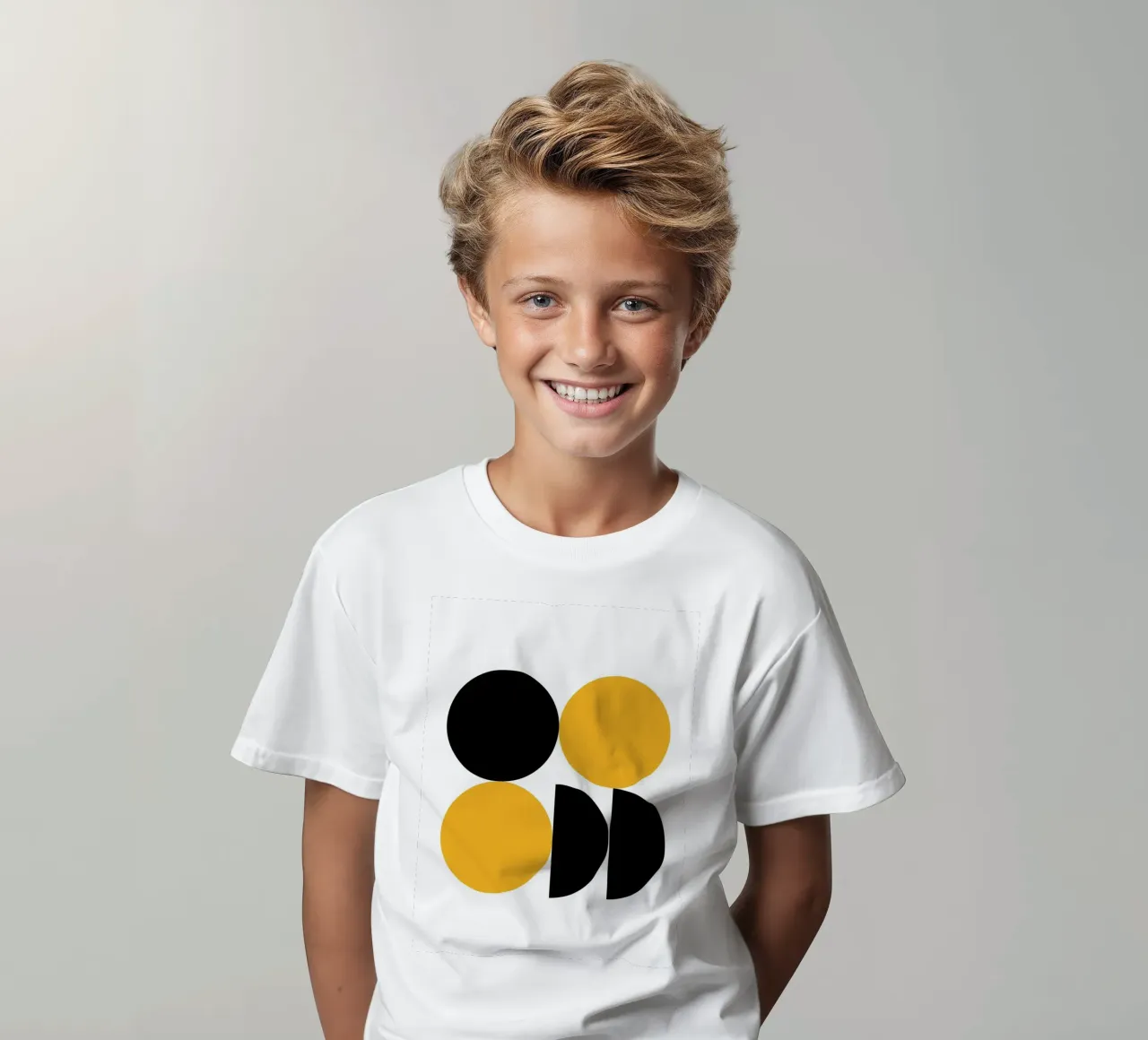 Modern Circle Art – Geometrie in Gelb & Schwarz Kinder T-Shirt von Casa Calm