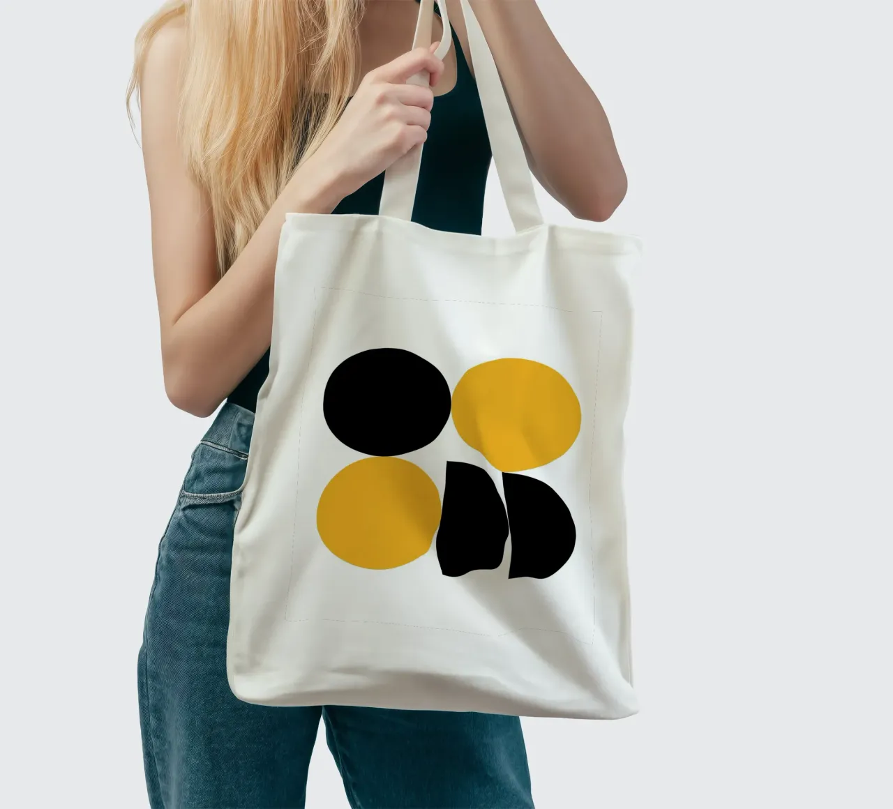 Modern Circle Art - Geometria in giallo e nero borsa in juta da Casa Calm