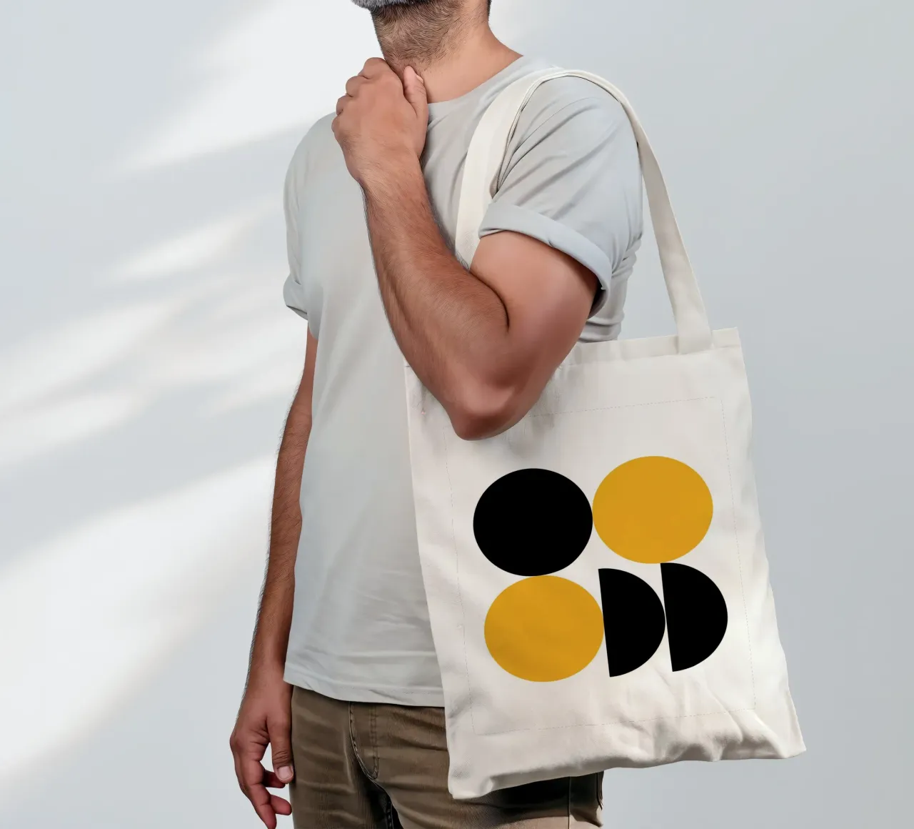 Modern Circle Art - Geometria in giallo e nero borsa in juta da Casa Calm