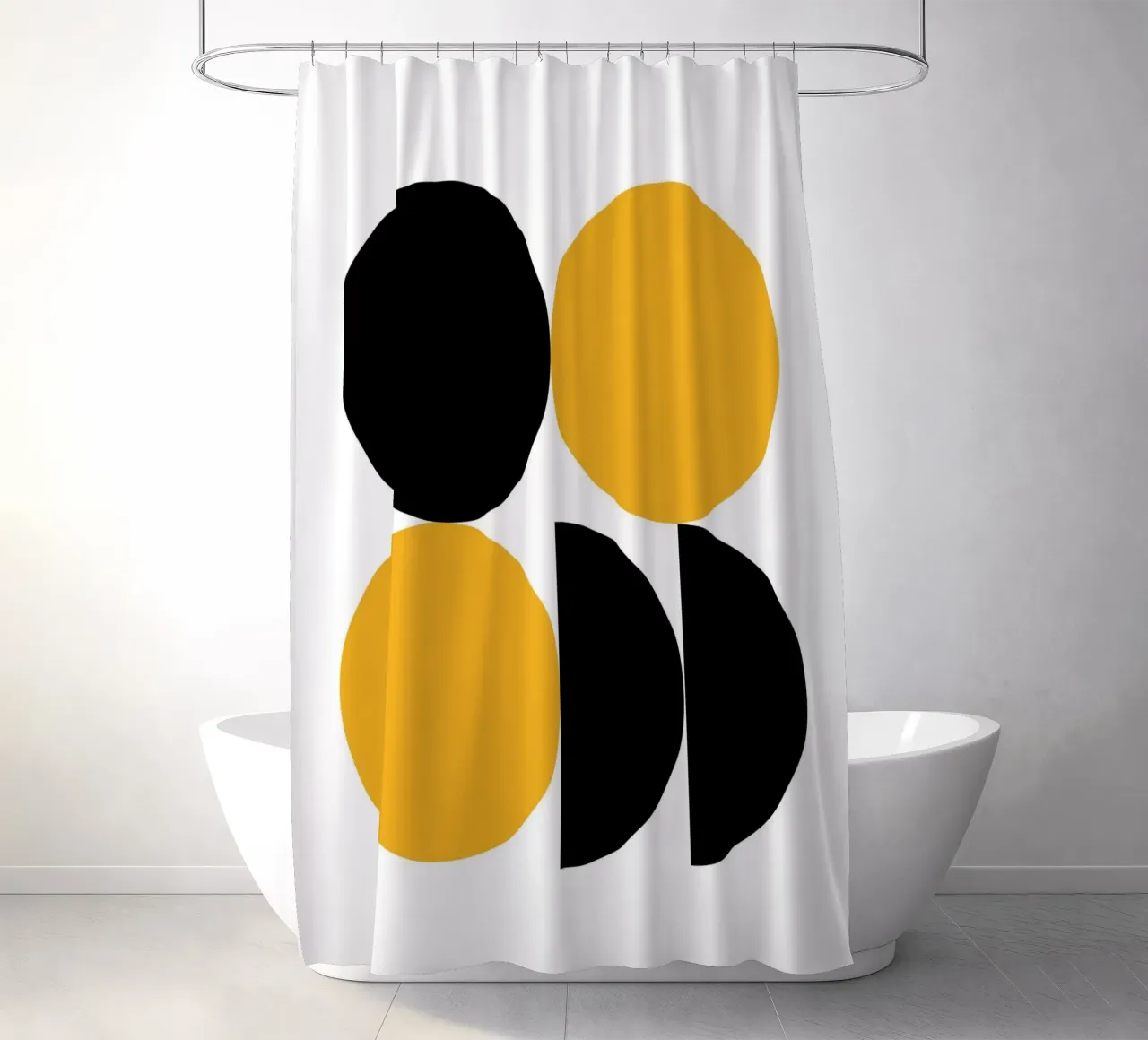 Modern Circle Art - Geometria in giallo e nero tenda da doccia da Casa Calm