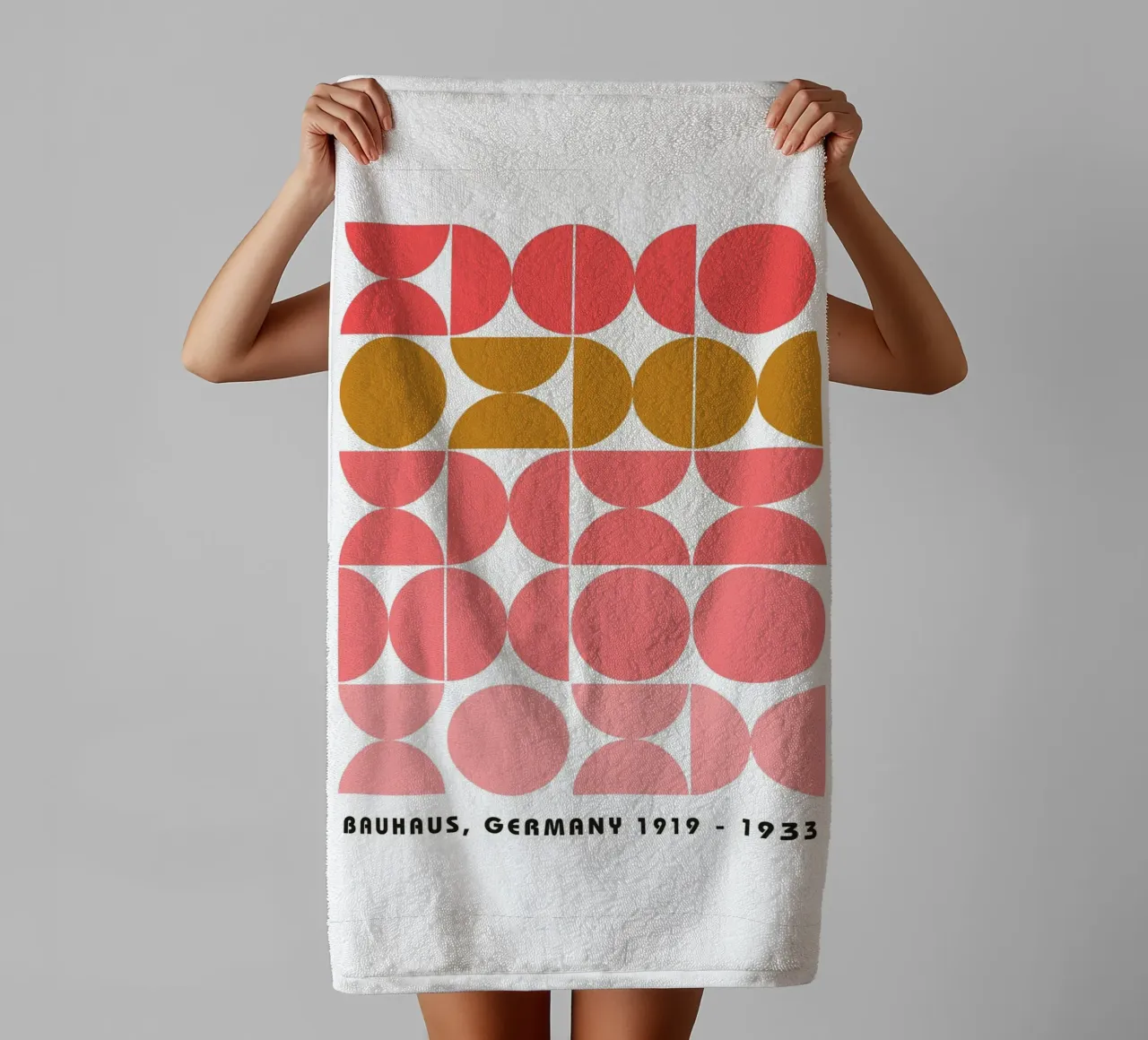 Bauhaus Graphic Art - Retro Geometry Poster towel by Casa Calm