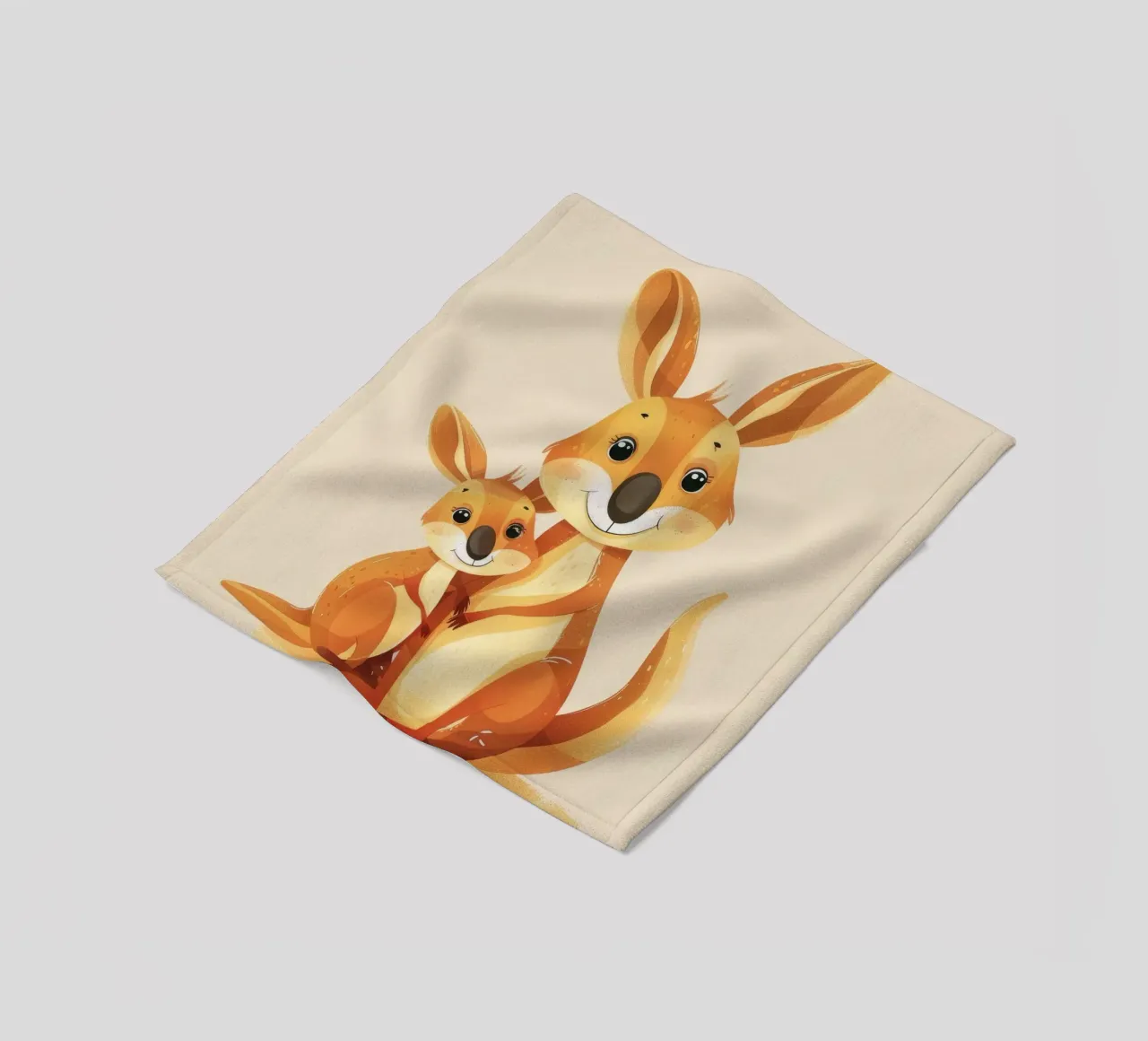 Mutter und Baby-Känguru in einer spielerischen Umarmung auf einer warmen Kunst Fleecedecke von DesignDoodle