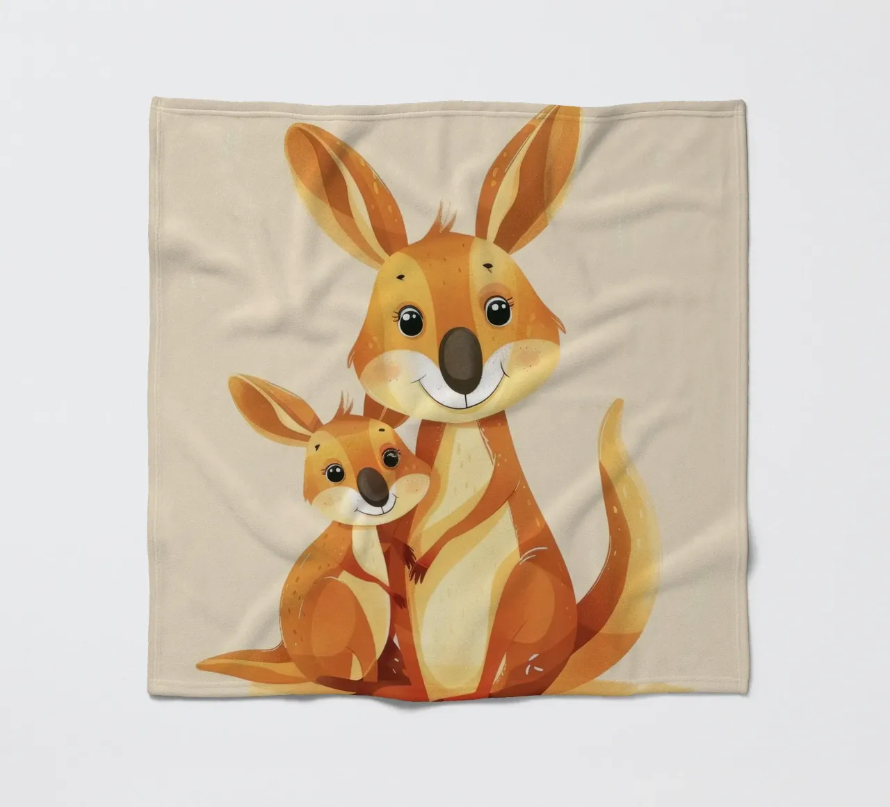 Mutter und Baby-Känguru in einer spielerischen Umarmung auf einer warmen Kunst Fleecedecke von DesignDoodle