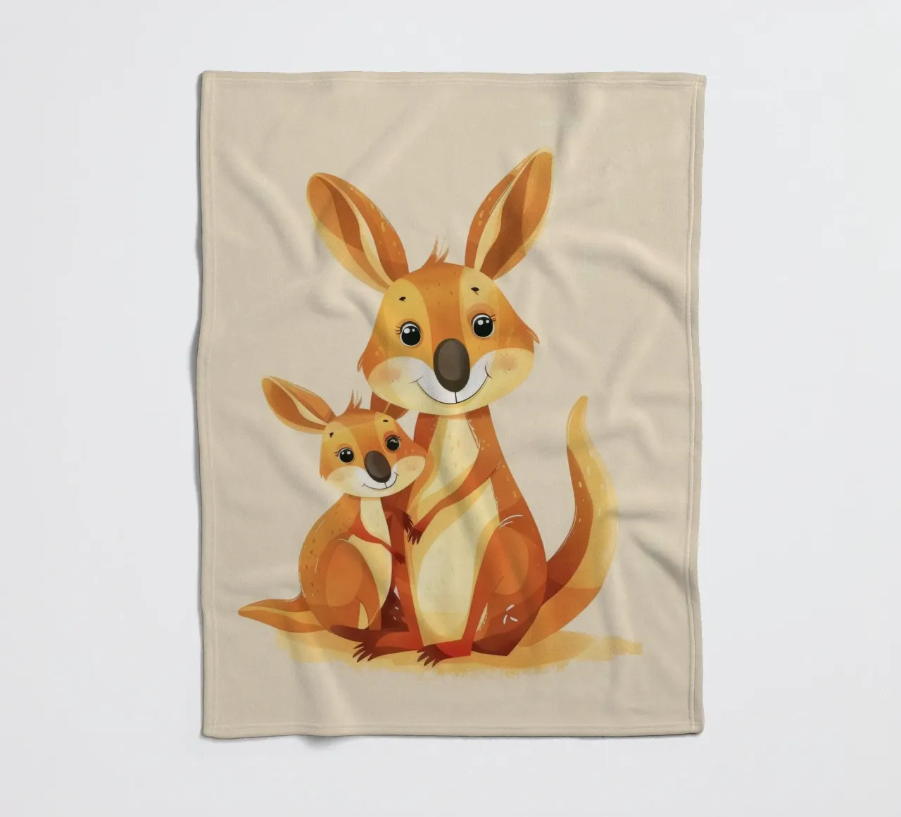 Mutter und Baby-Känguru in einer spielerischen Umarmung auf einer warmen Kunst Fleecedecke von DesignDoodle