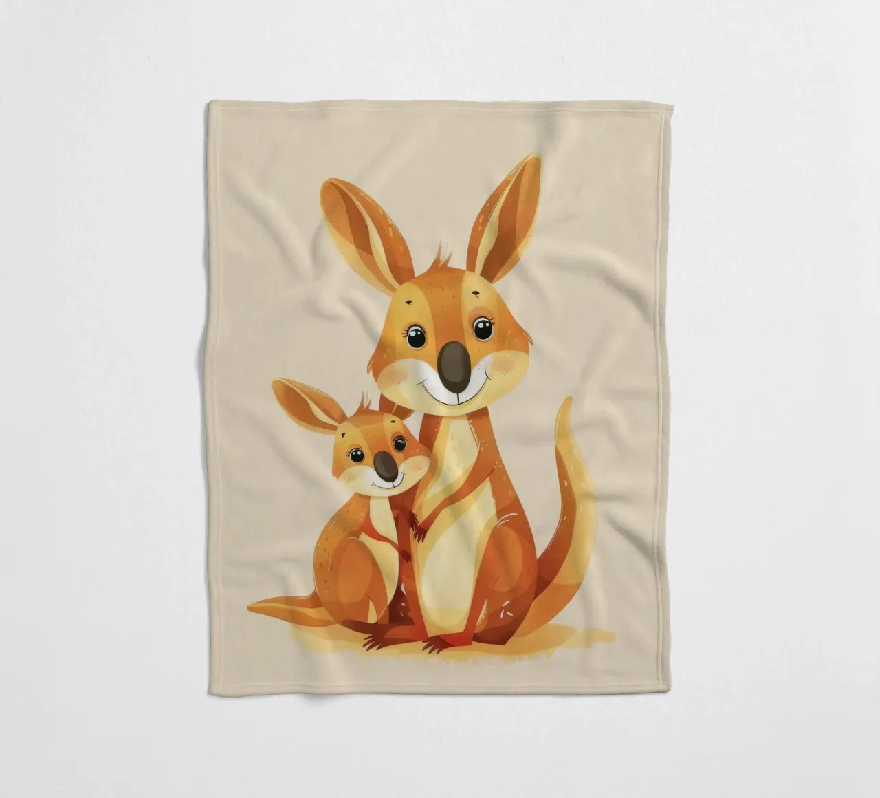 Mutter und Baby-Känguru in einer spielerischen Umarmung auf einer warmen Kunst Fleecedecke von DesignDoodle