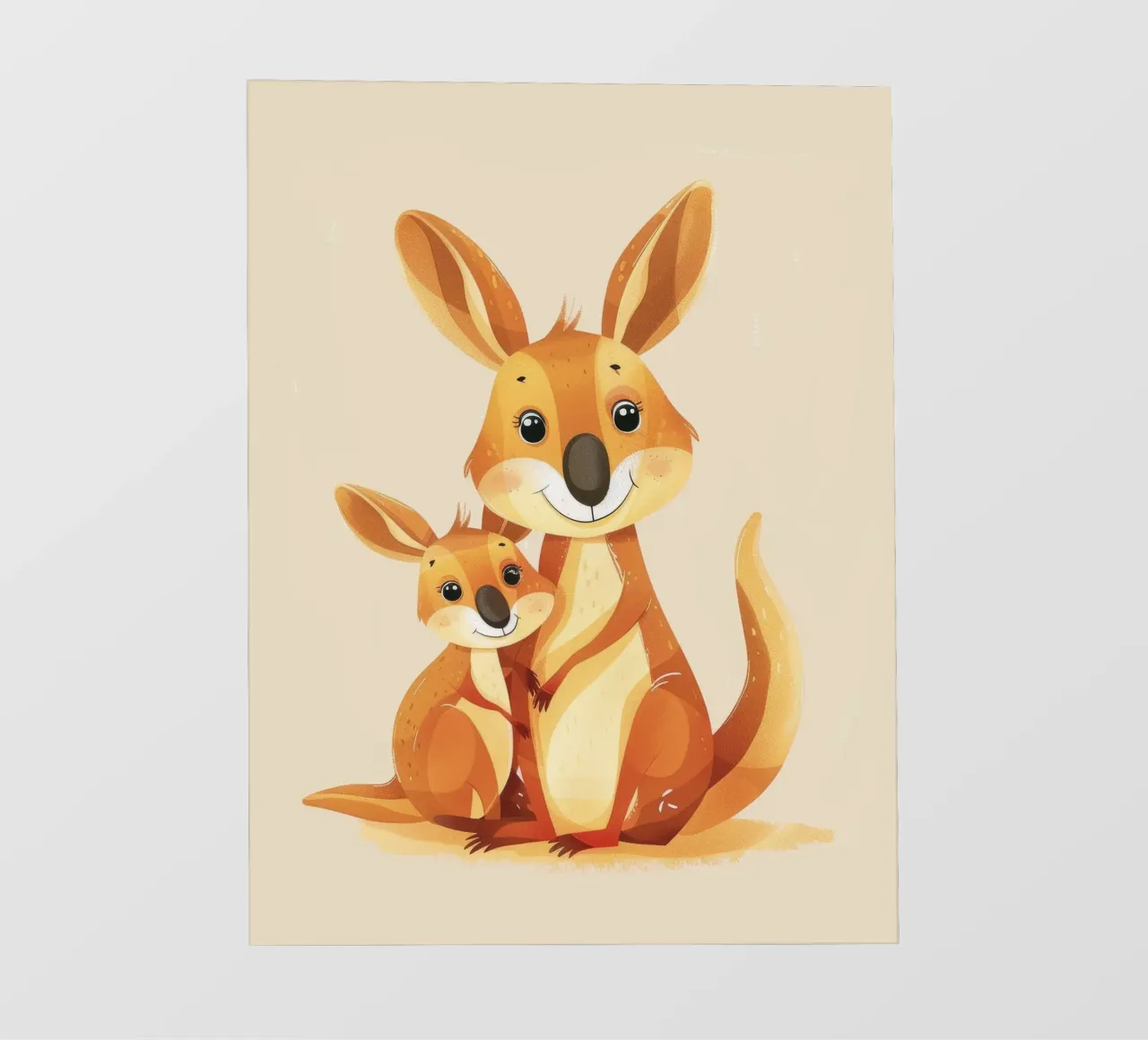 Mutter und Baby-Känguru in einer spielerischen Umarmung auf einer warmen Kunst PVC Plane von DesignDoodle
