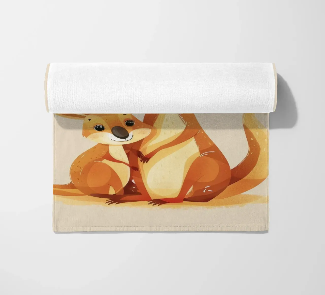 Mutter und Baby-Känguru in einer spielerischen Umarmung auf einer warmen Kunst Strandtuch von DesignDoodle
