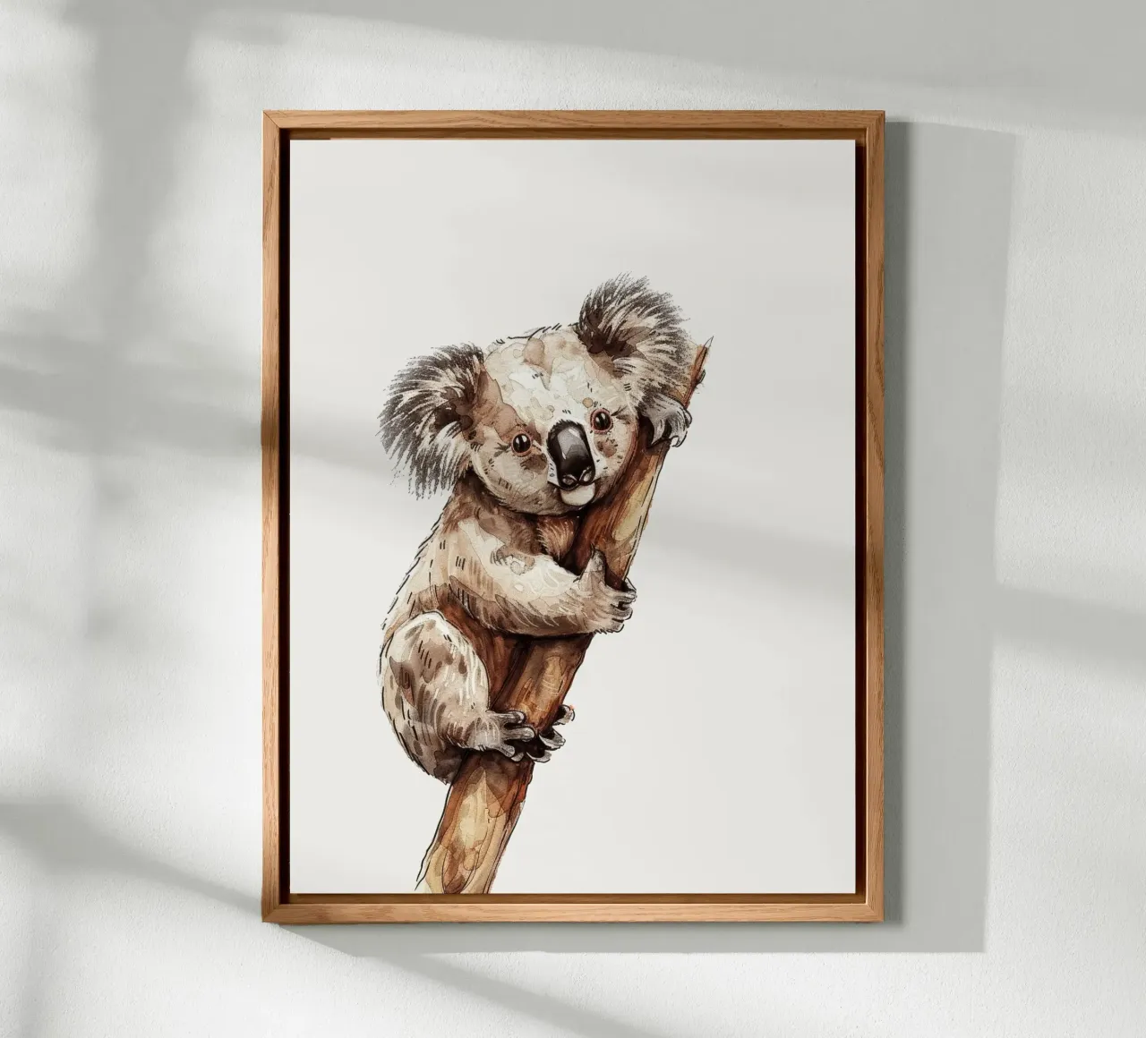Cute koala climbing a tree branch in a natural habitat with alu-dibond by DesignDoodle