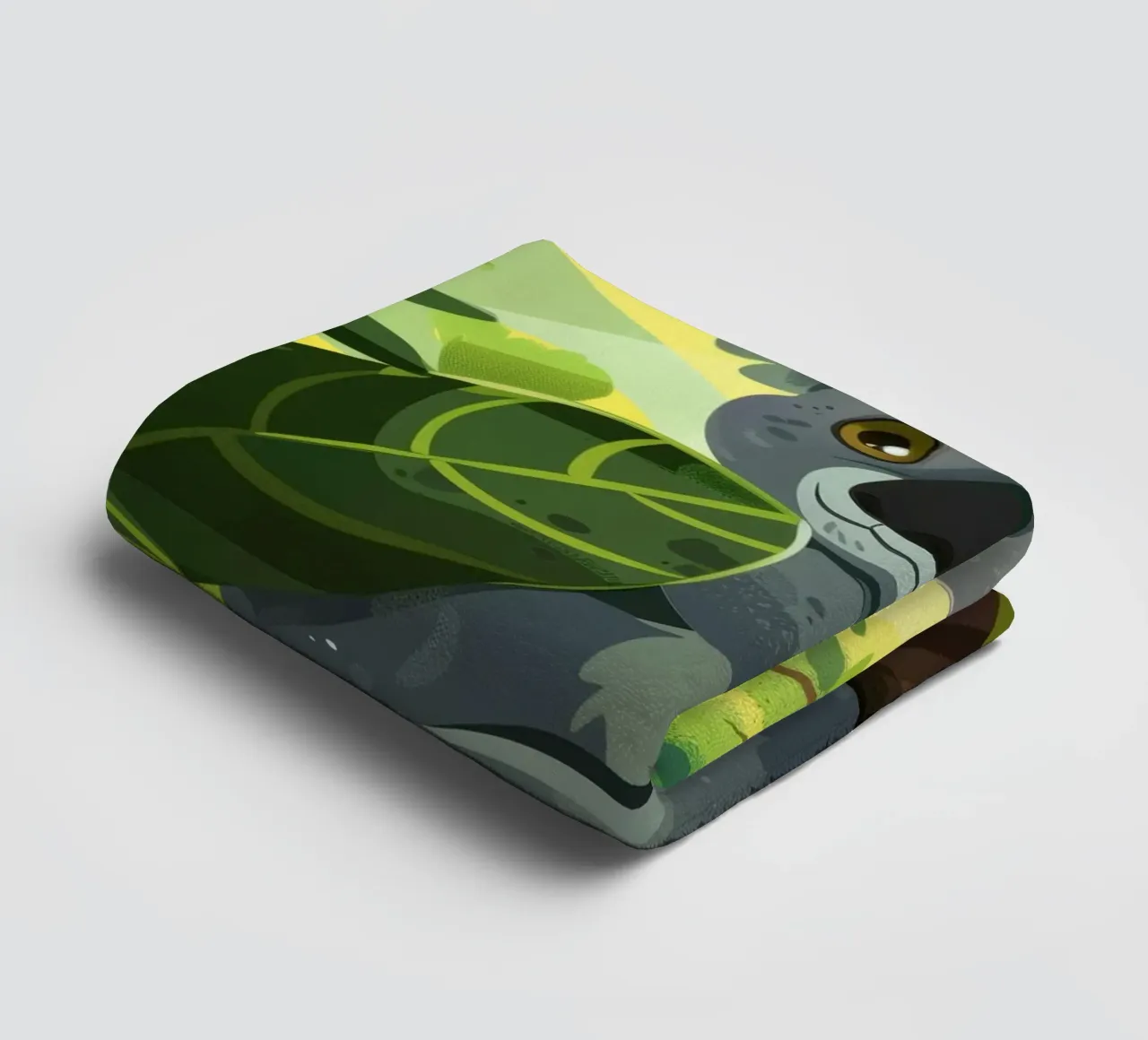 Koala climbing a tree in a lush forest landscape during the towel by DesignDoodle
