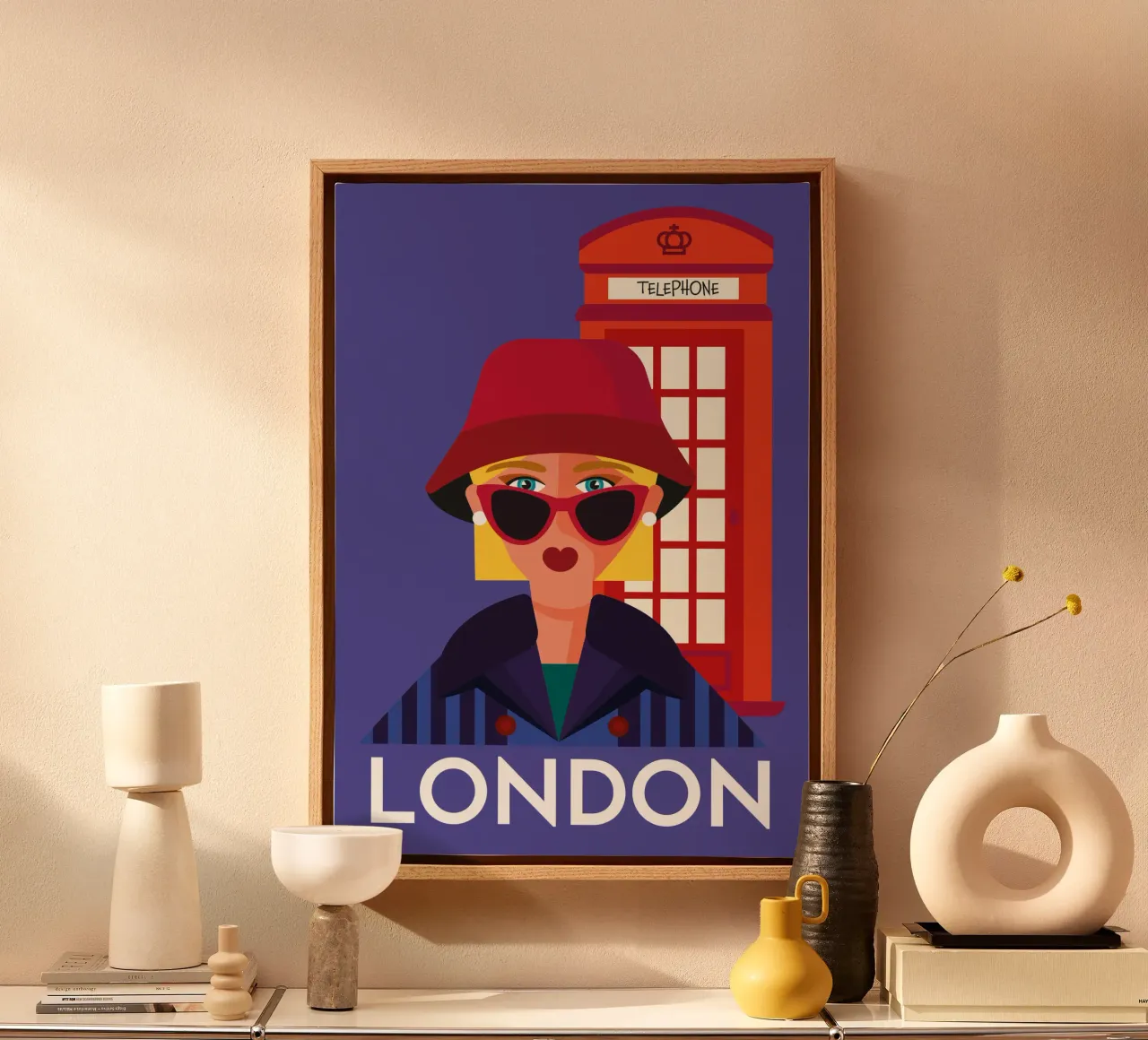 London Calling canvas with Floater frame by Ana Paniagua Design