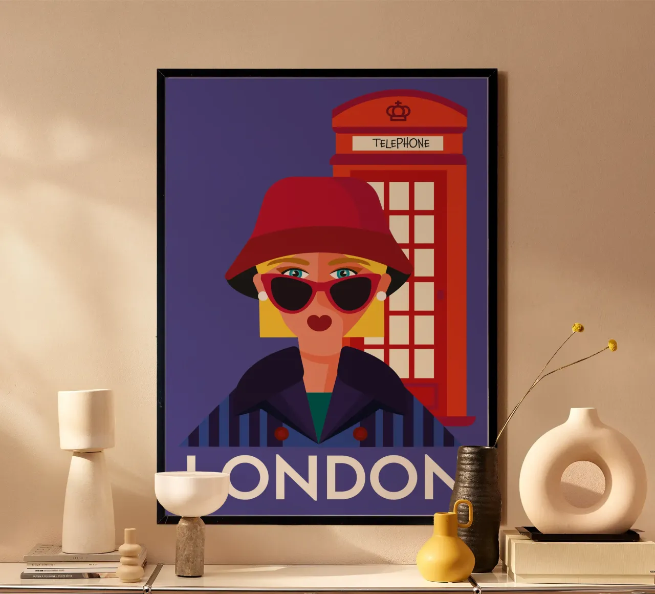 London Calling poster con telaio in legno da Ana Paniagua Design