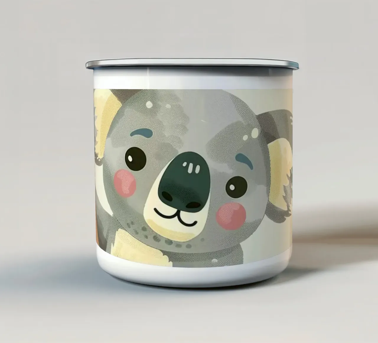 Cute koala resting on a tree branch surrounded by leaves enamel mug by DesignDoodle