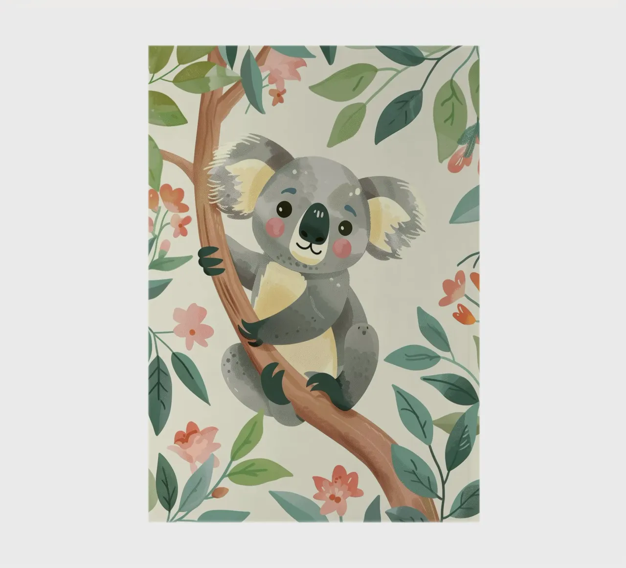 Cute koala resting on a tree branch surrounded by leaves notebook by DesignDoodle