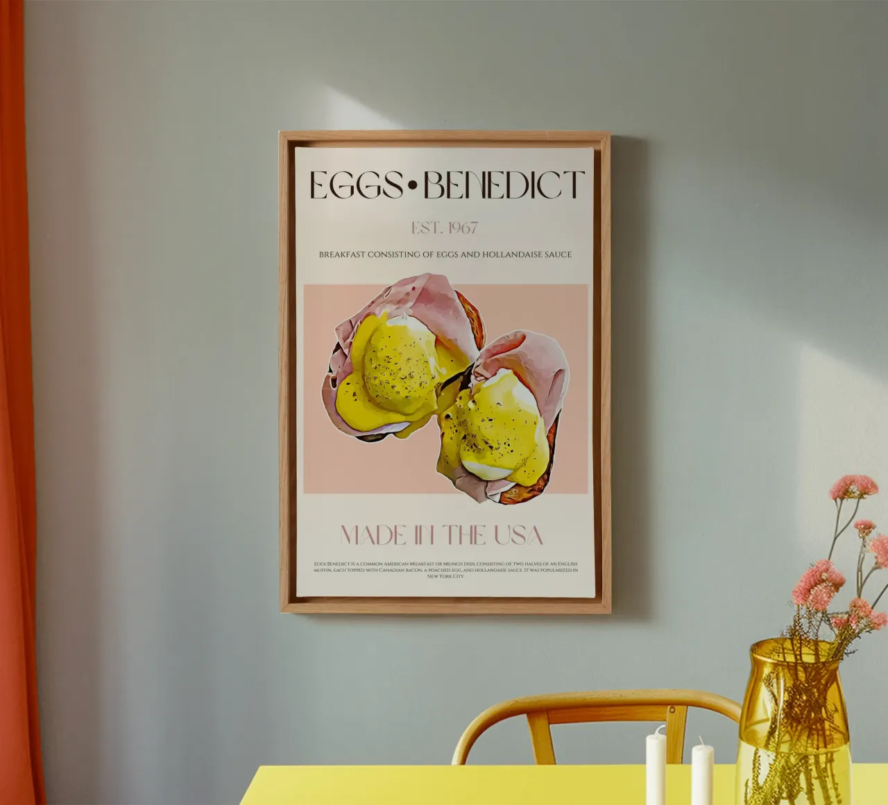 Eggs Benedict Print canvas with Floater frame by KOKRPrints