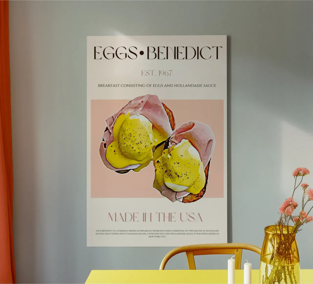 Eggs Benedict Print canvas with Floater frame by KOKRPrints