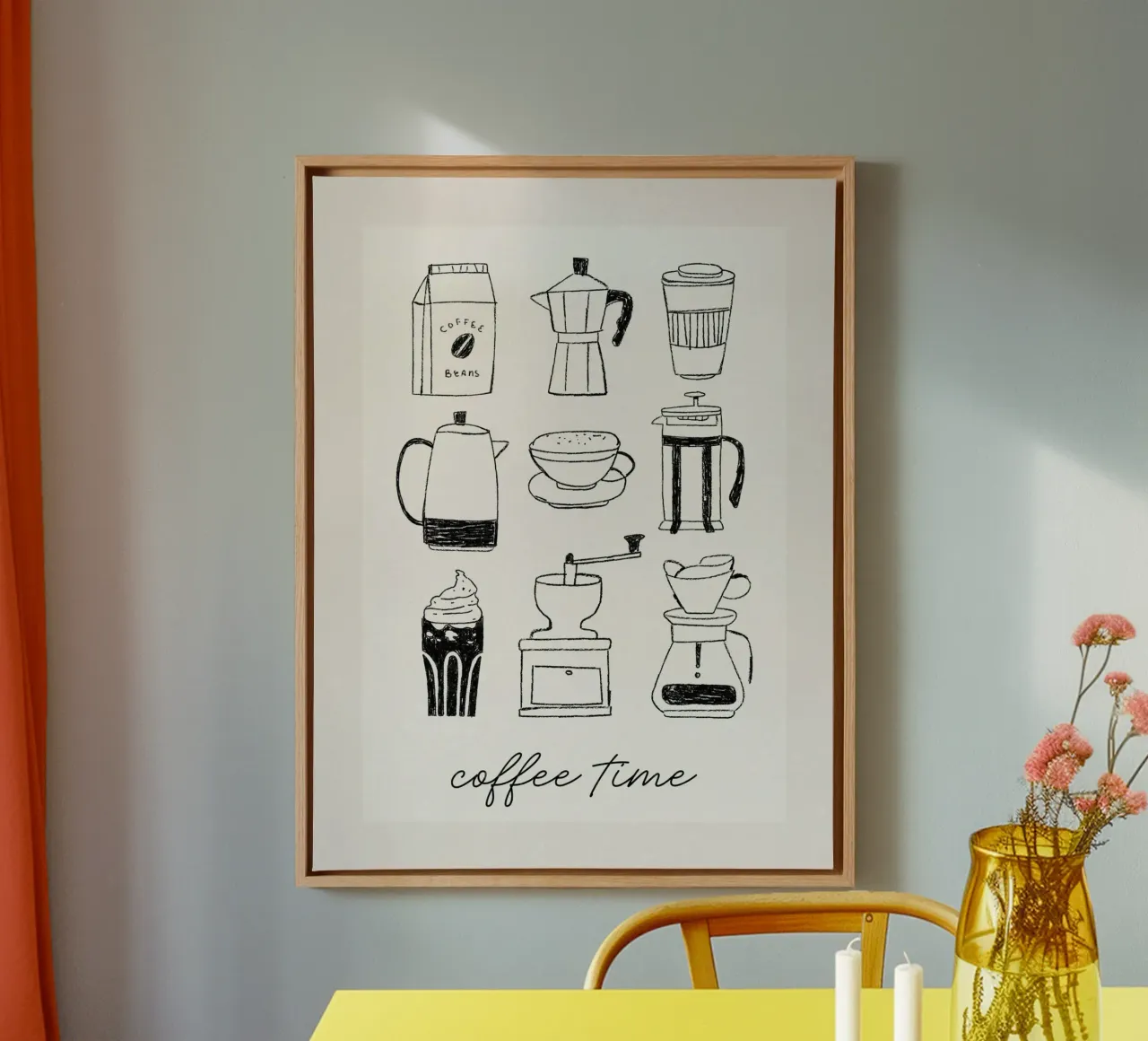 ora del caffè tela con Cornice a cassetta da ArtDesign by KBK