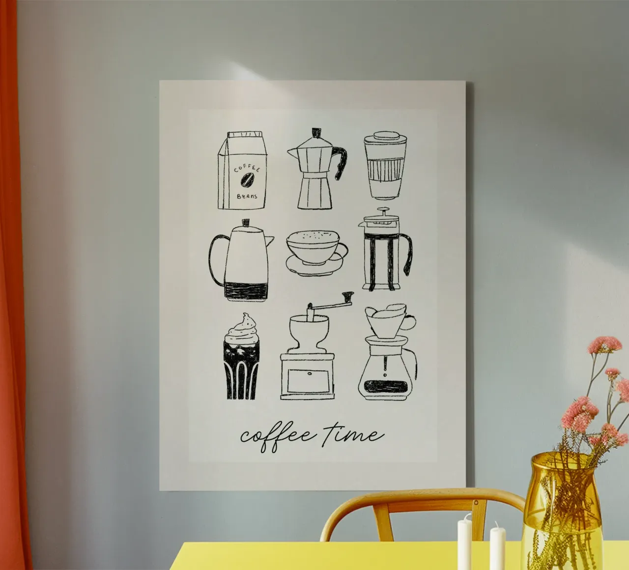 ora del caffè tela con Cornice a cassetta da ArtDesign by KBK