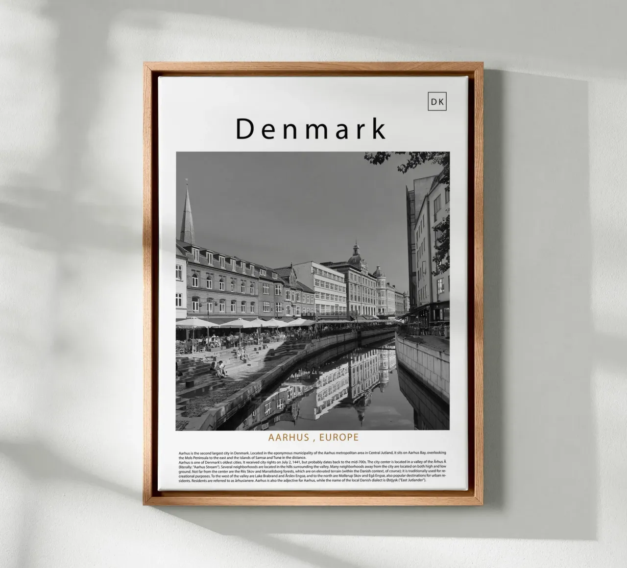 Wall art from Aarhus, Denmark, Europe canvas with Floater frame by ✈ world in frame