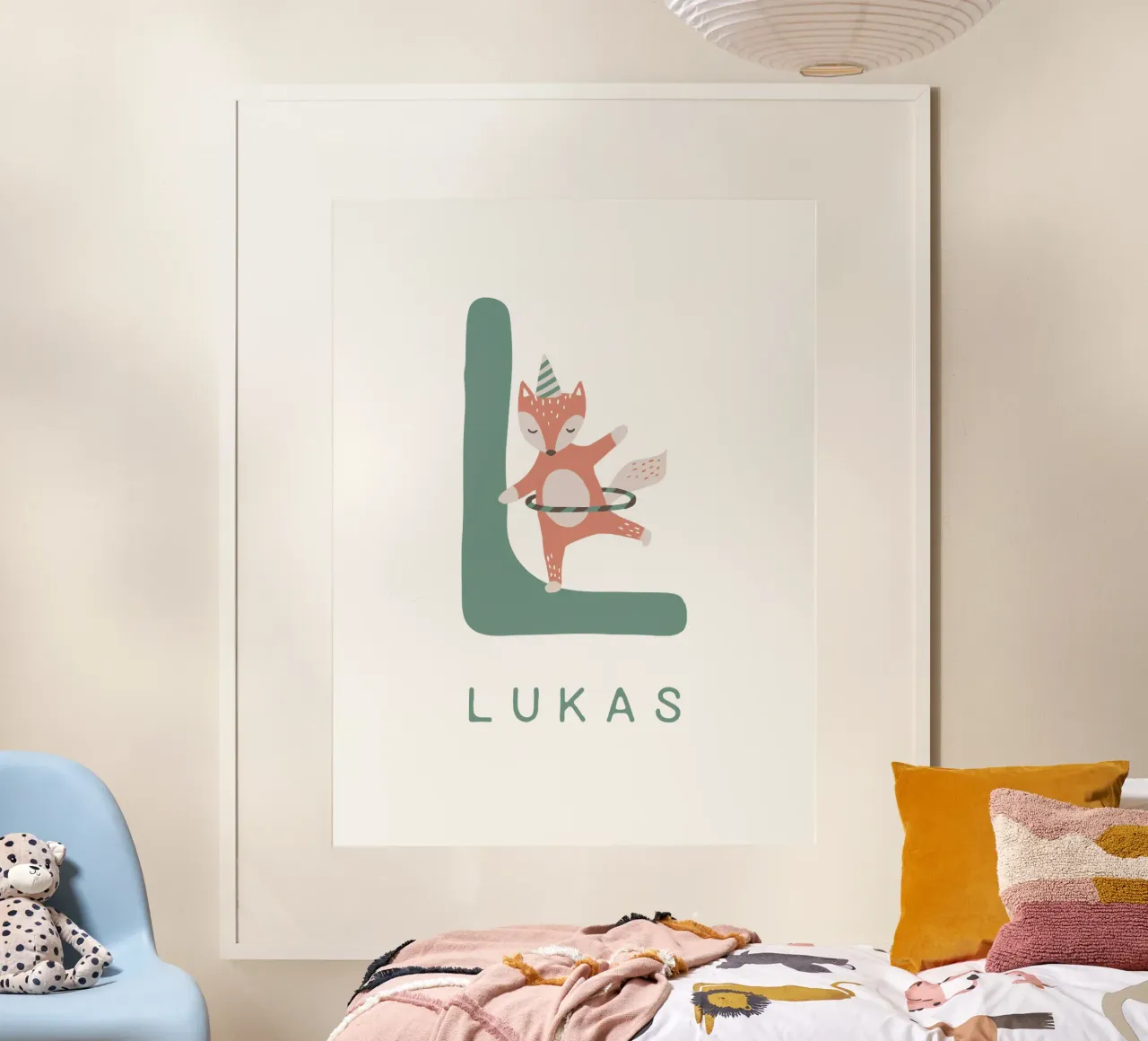 Cute Fox poster con telaio in legno da Kartenliebe