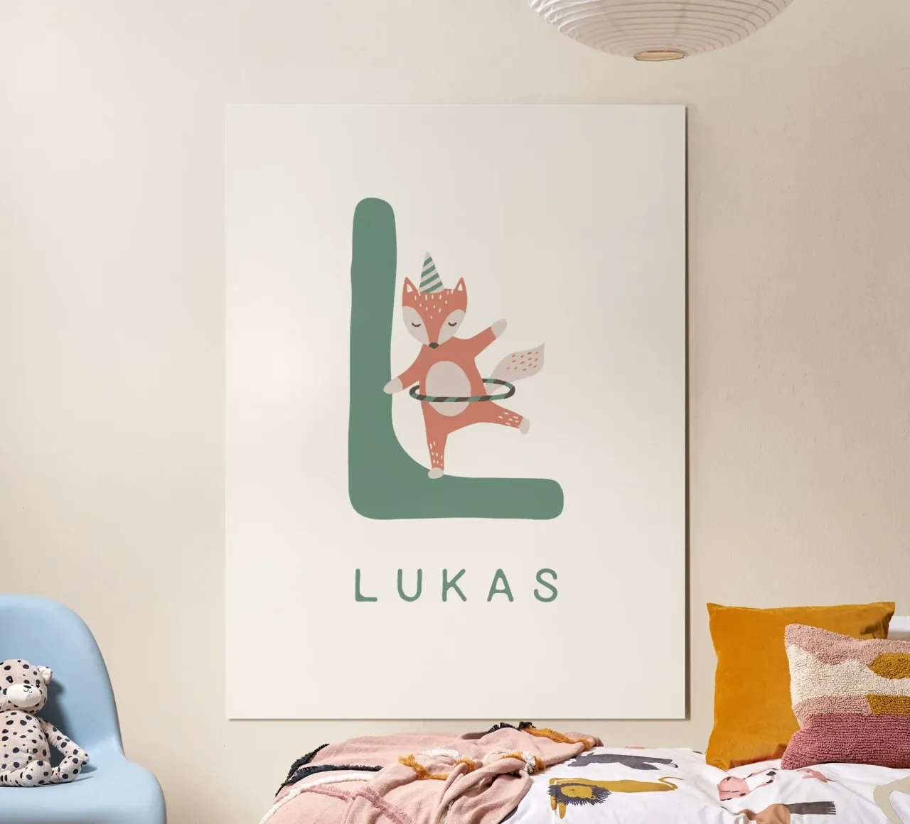 Cute Fox poster con telaio in legno da Kartenliebe