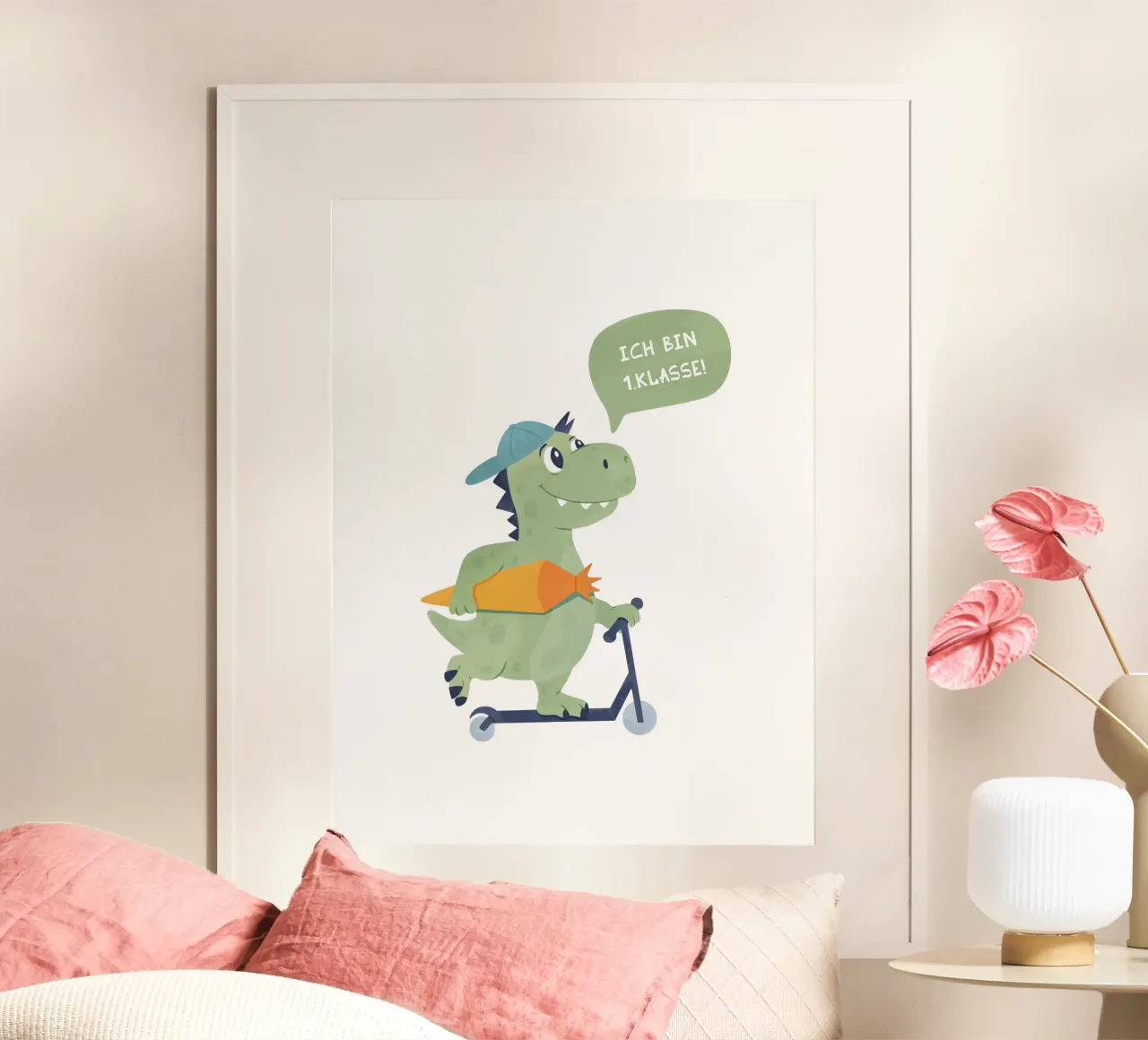 Scooter Dino poster con telaio in alluminio da Kartenliebe