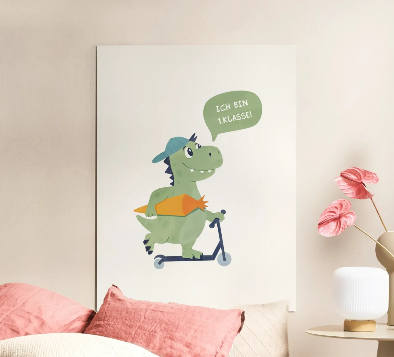 Scooter Dino poster con telaio in alluminio da Kartenliebe