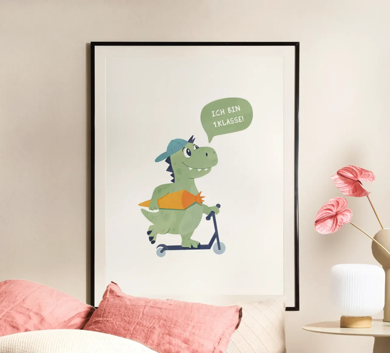 Scooter Dino poster con telaio in alluminio da Kartenliebe