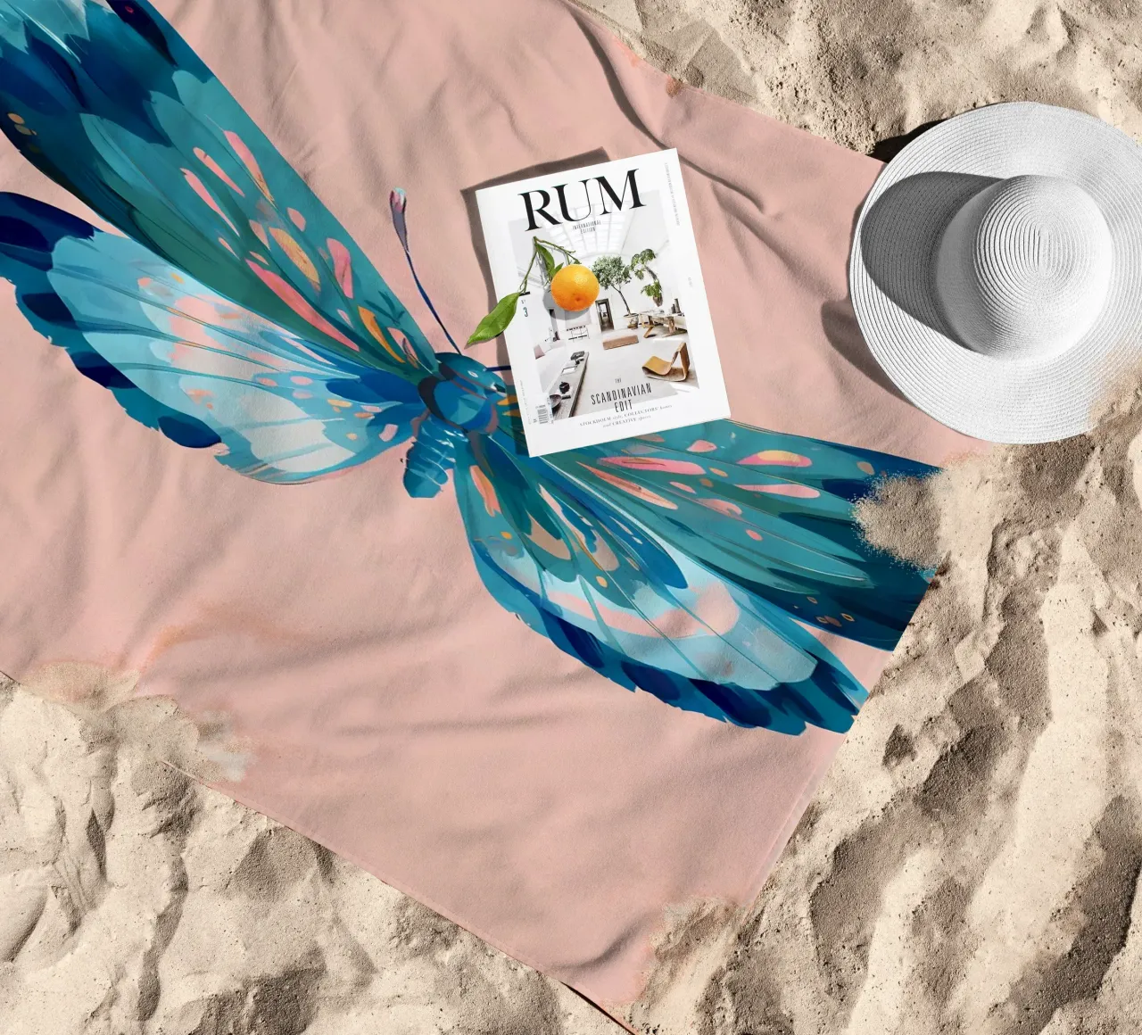 Farfalla blu telo mare da IamHomeStudio