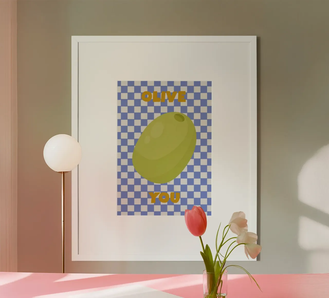 Olive You poster con telaio in alluminio da Attaboy Dsgn