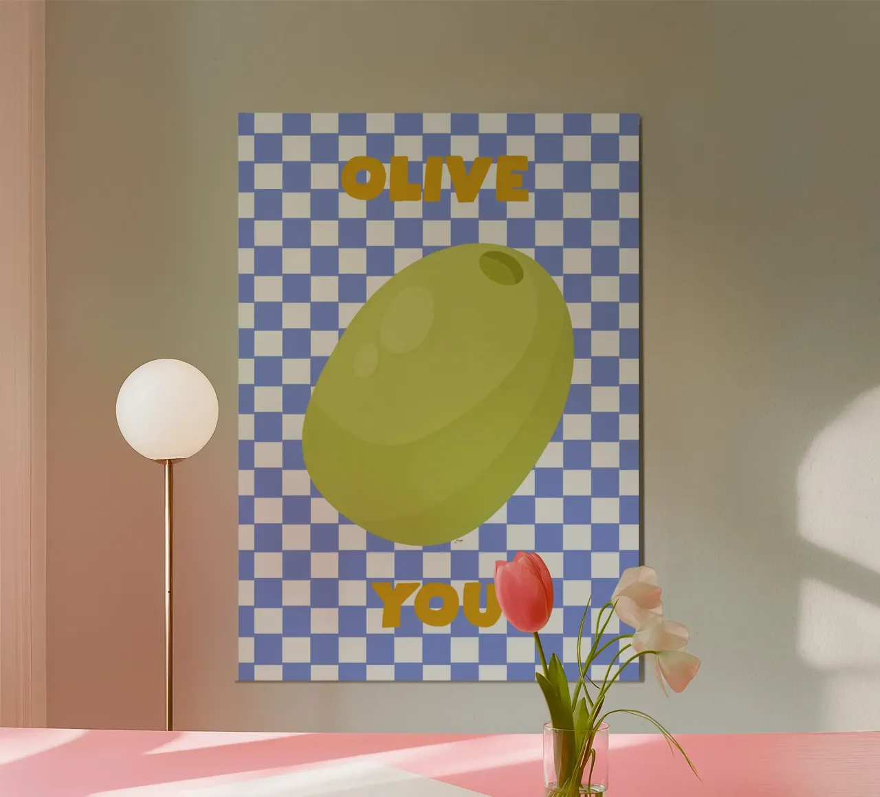Olive You poster con telaio in alluminio da Attaboy Dsgn