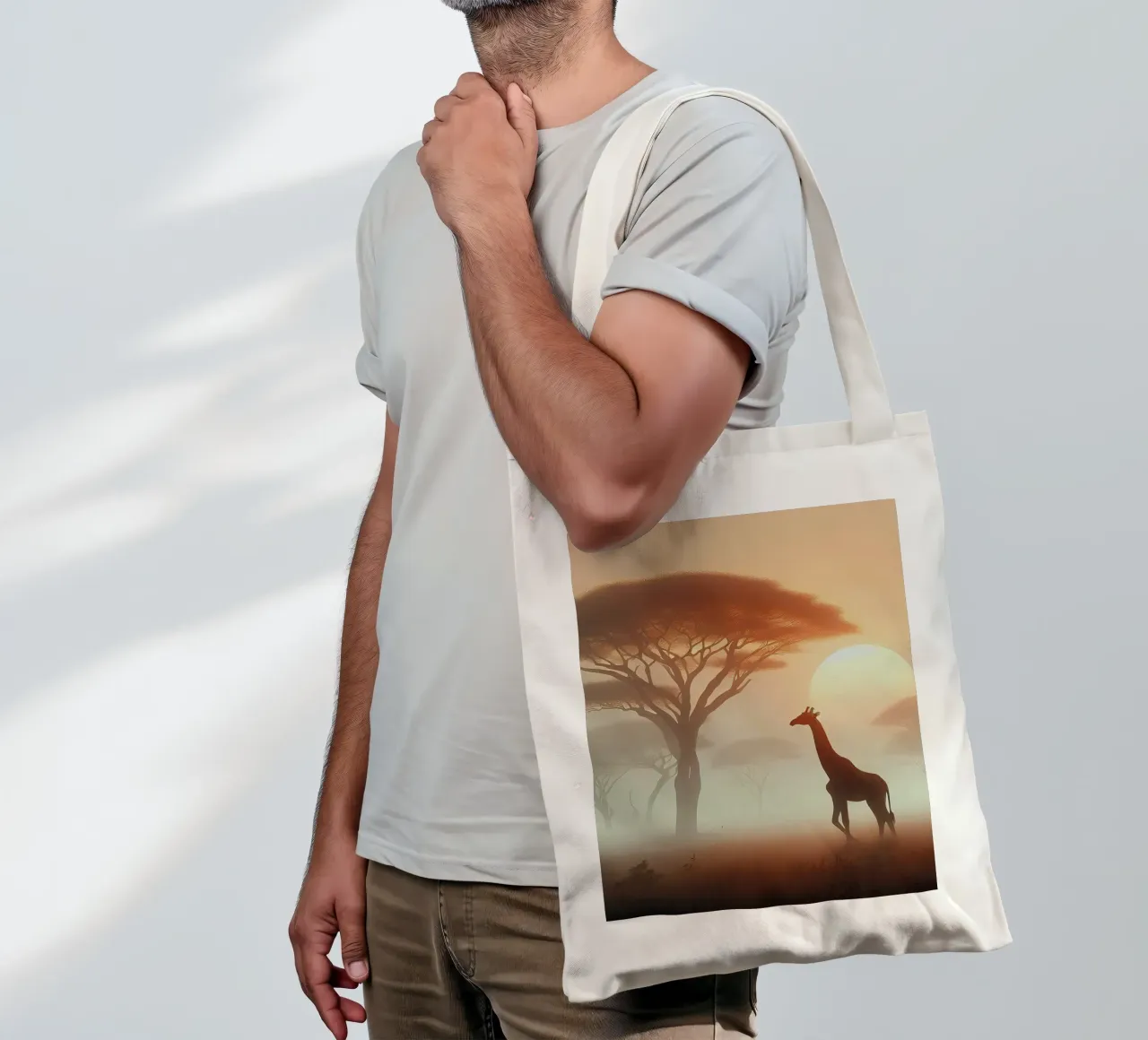 Giraffa nella luce del mattino borsa in juta da Digital Naive