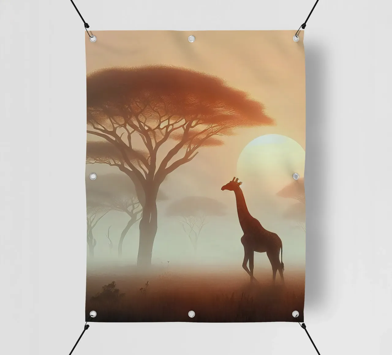 Giraffa nella luce del mattino telo in pvc da Digital Naive