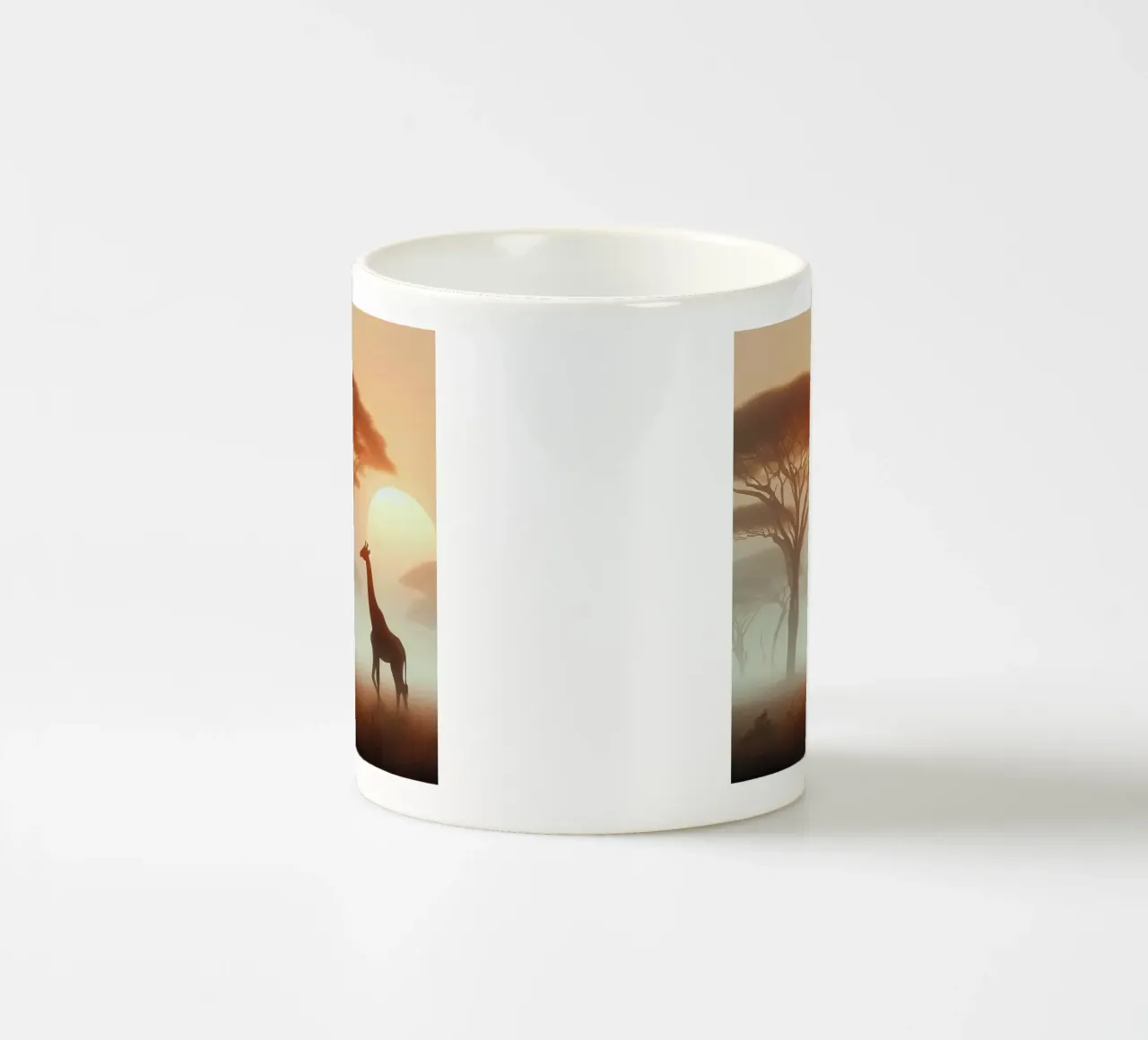 Giraffa nella luce del mattino tazza in ceramica da Digital Naive